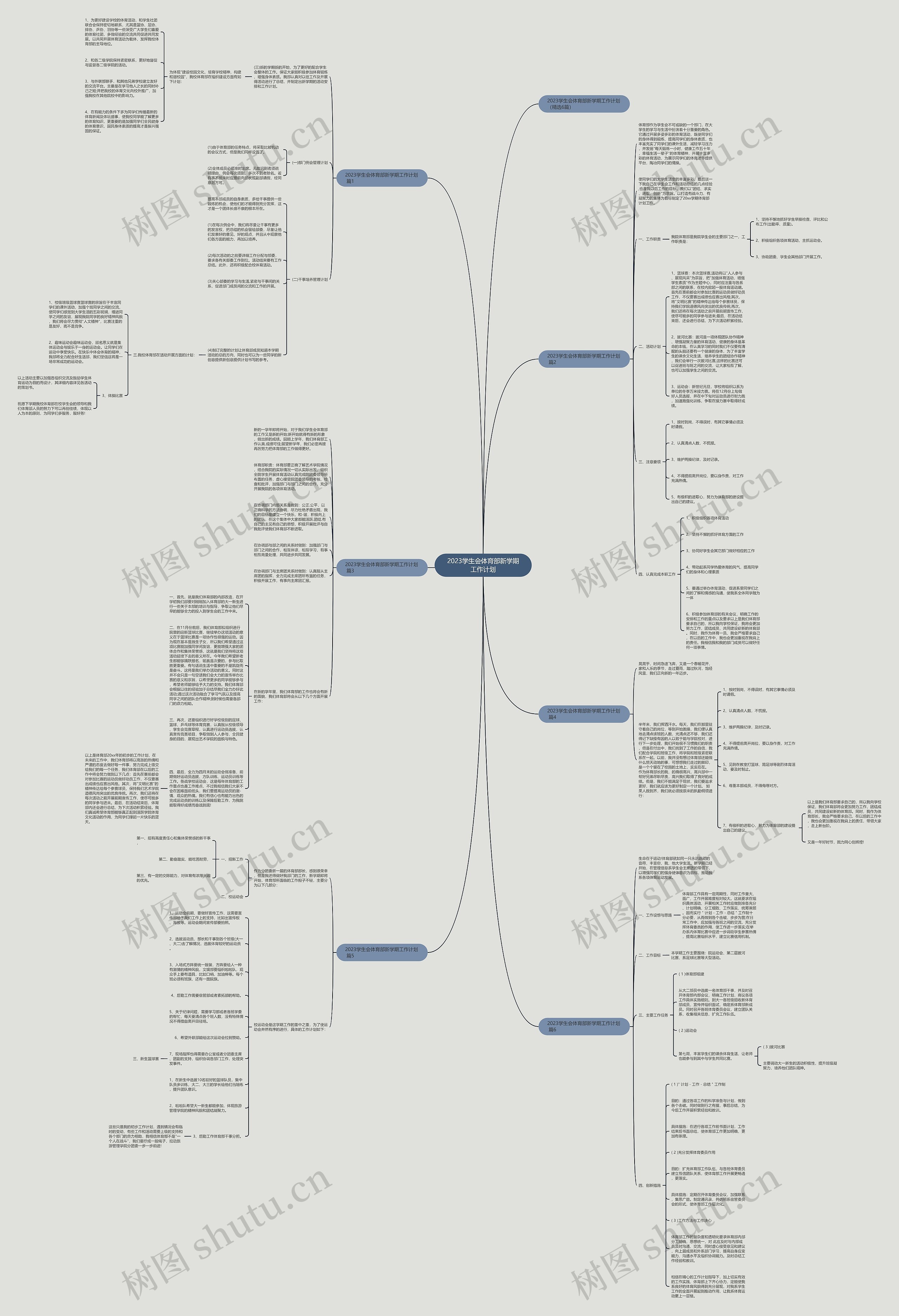 2023学生会体育部新学期工作计划思维导图