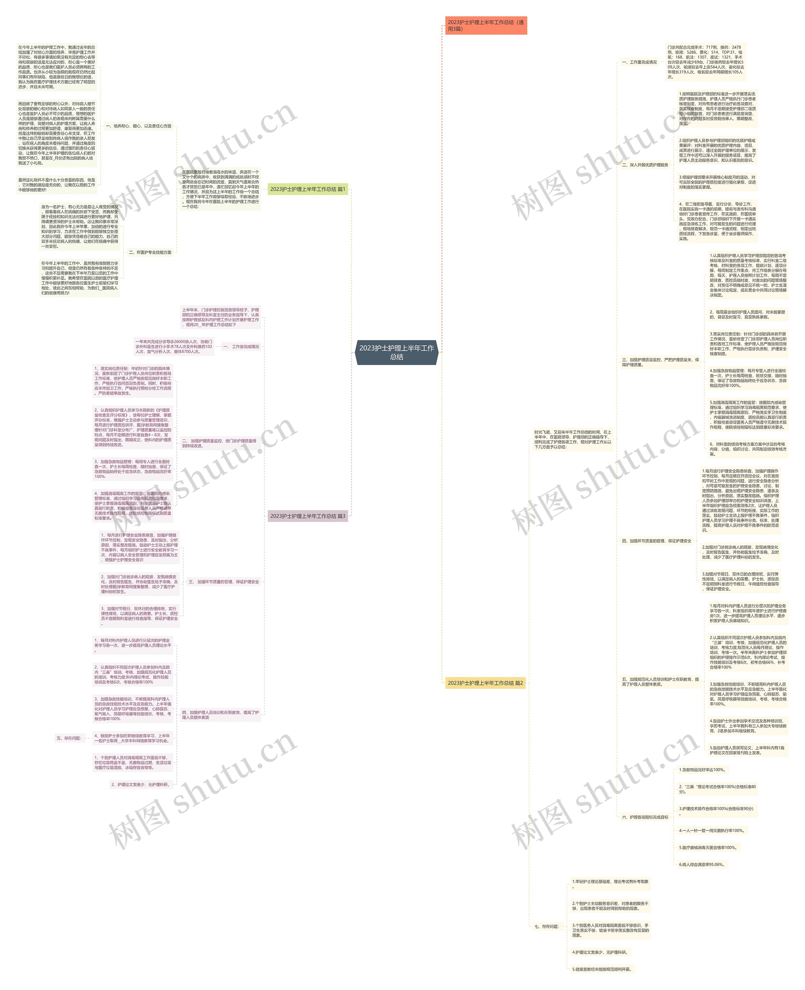2023护士护理上半年工作总结思维导图
