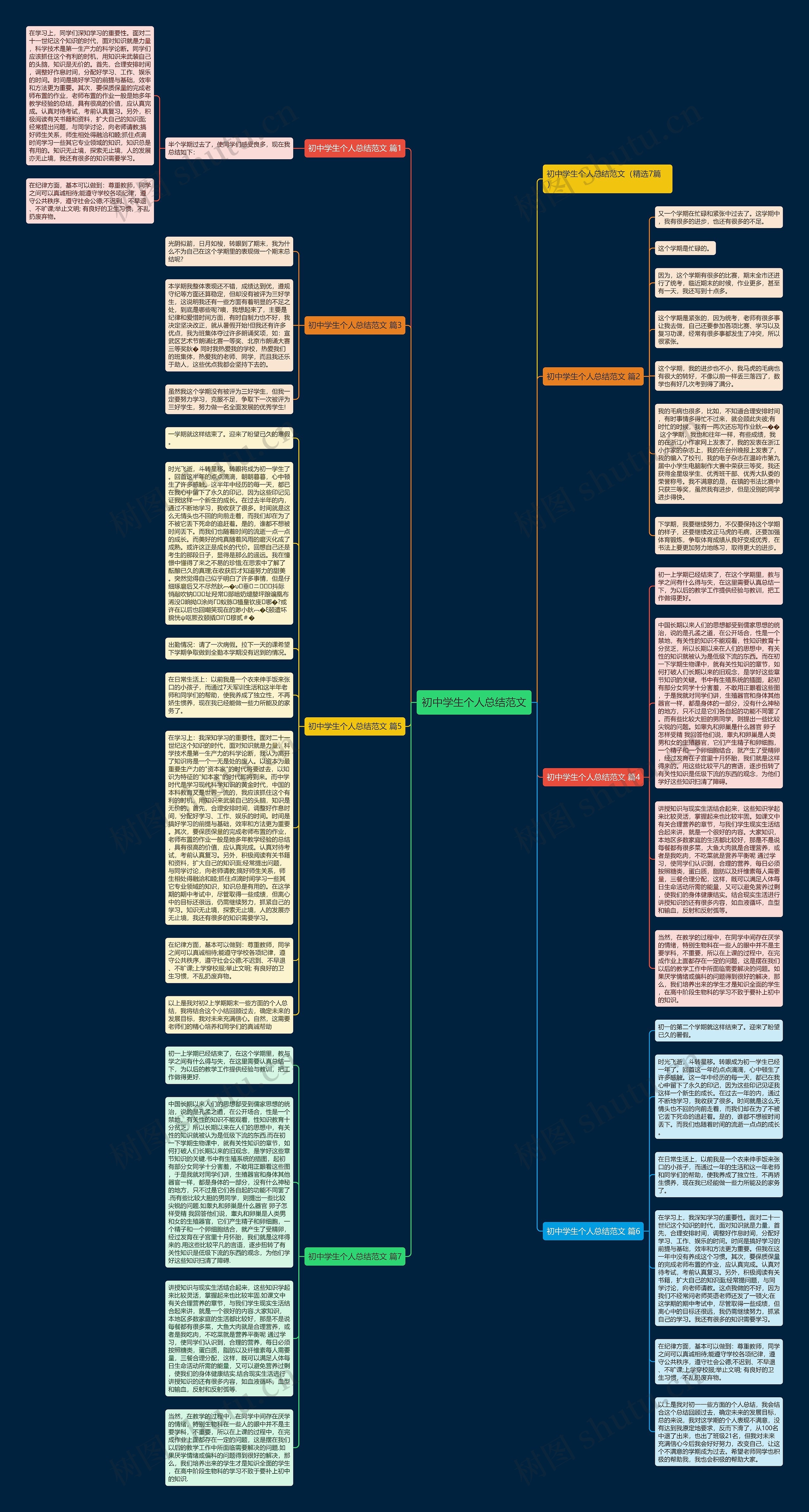 初中学生个人总结范文思维导图