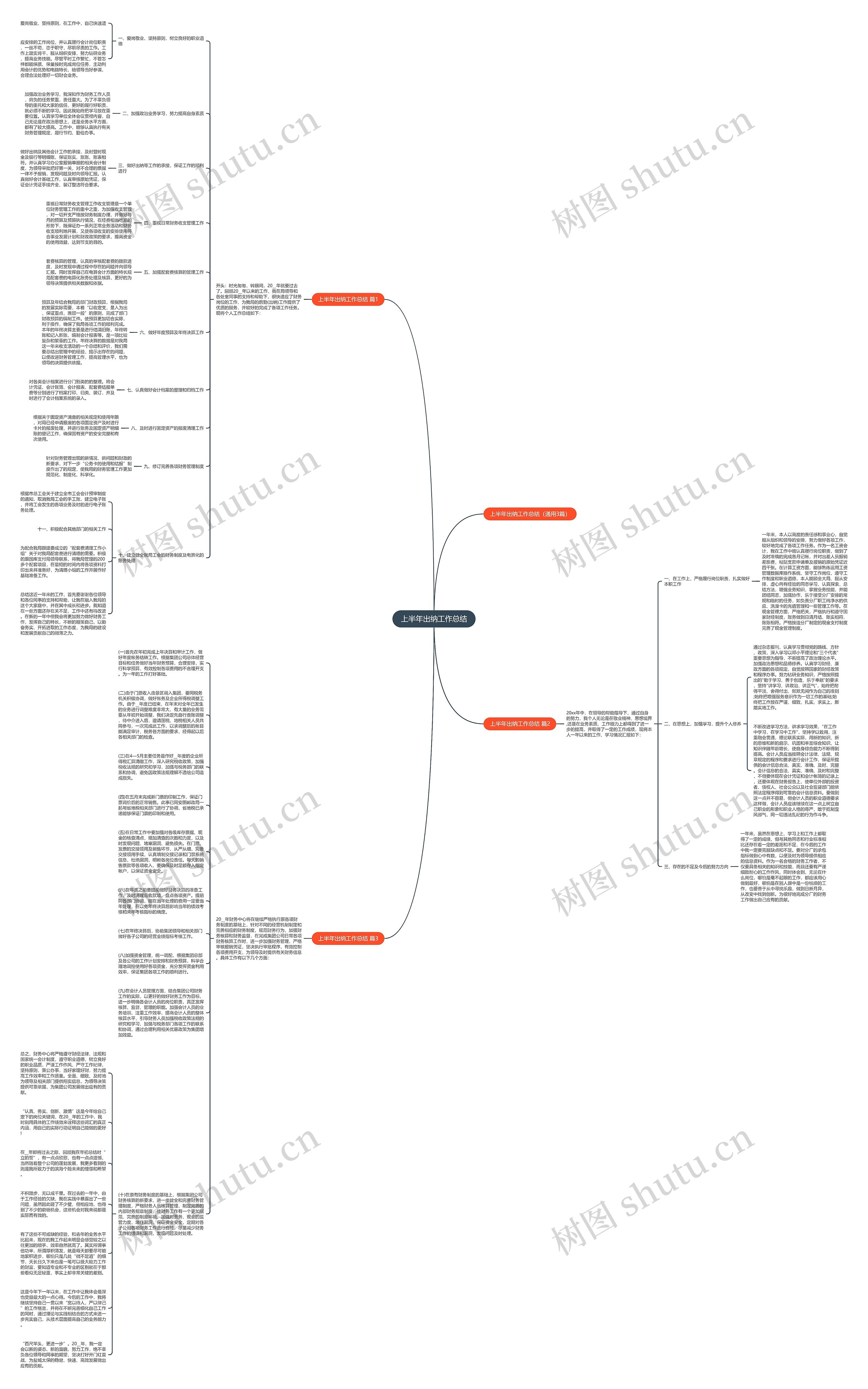 上半年出纳工作总结思维导图