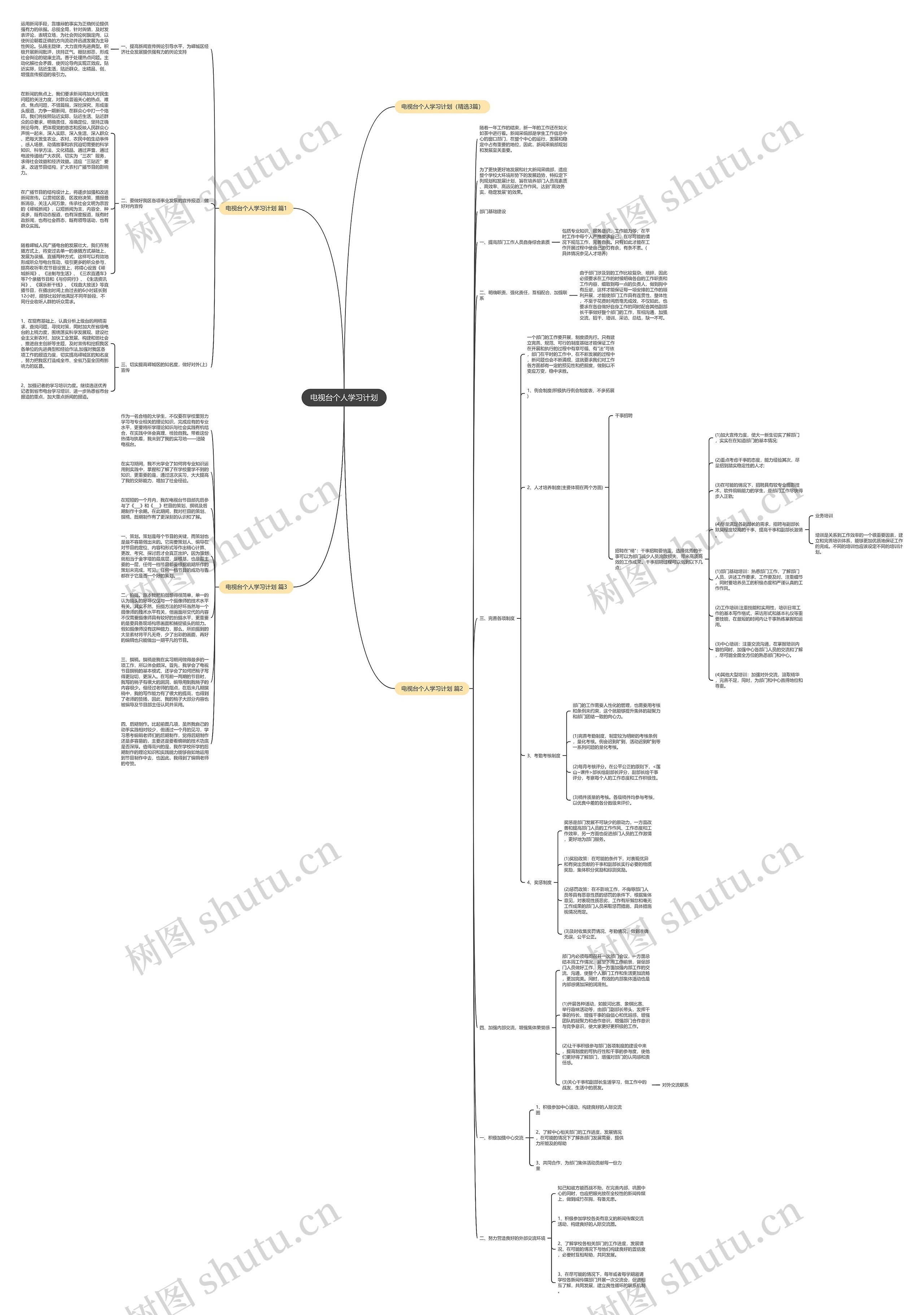 电视台个人学习计划思维导图