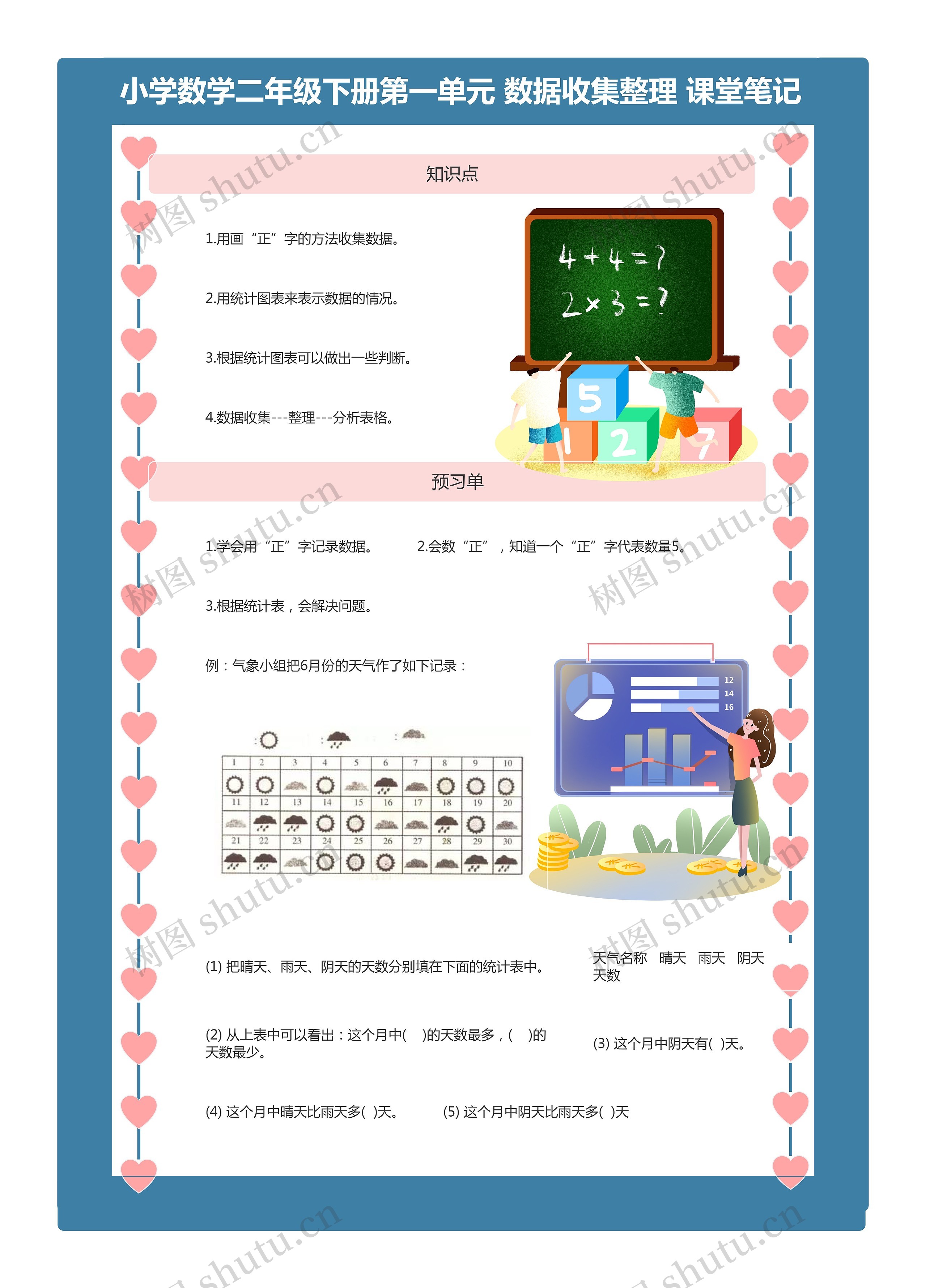 小学数学二年级下册第一单元 数据收集整理 课堂笔记