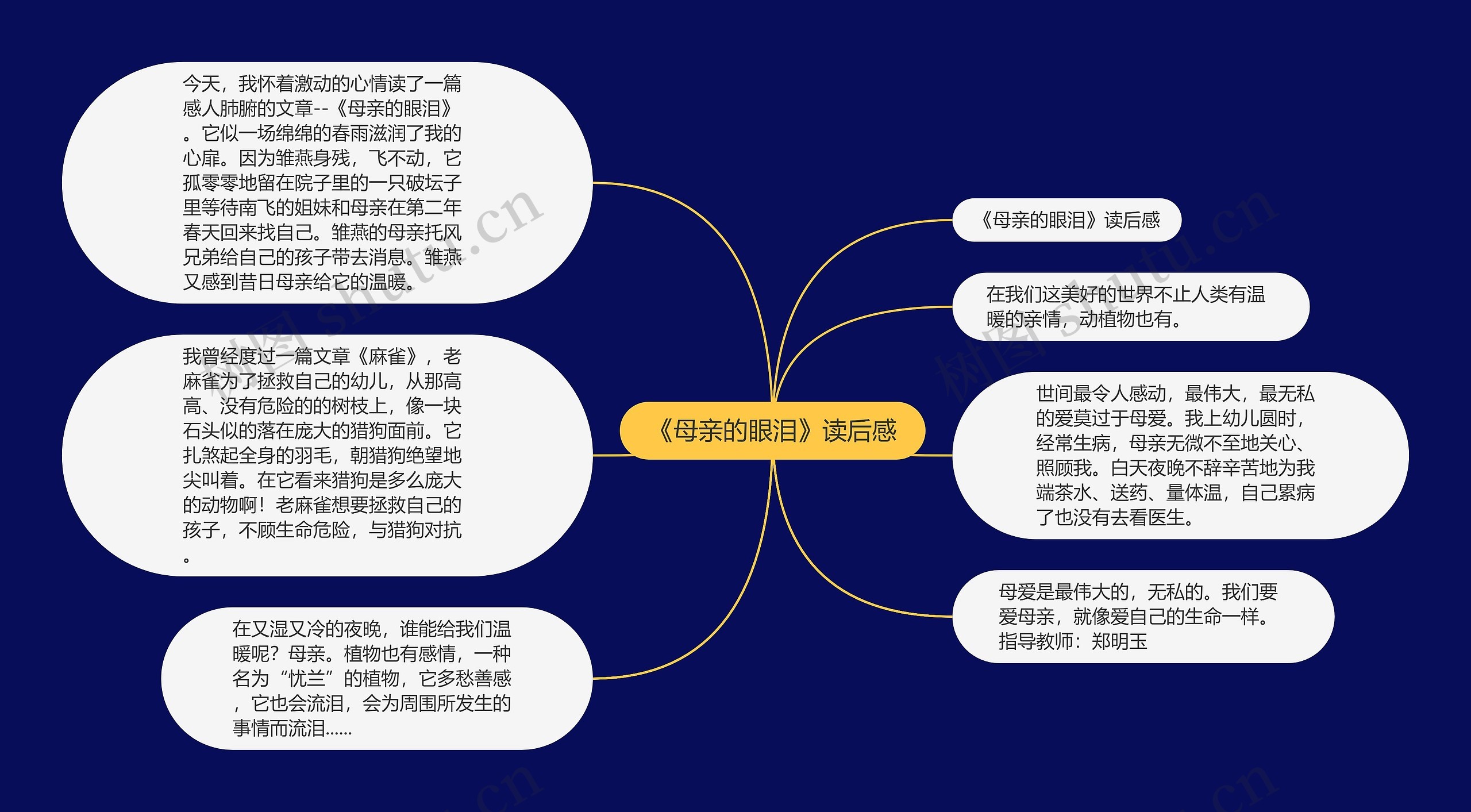 《母亲的眼泪》读后感思维导图