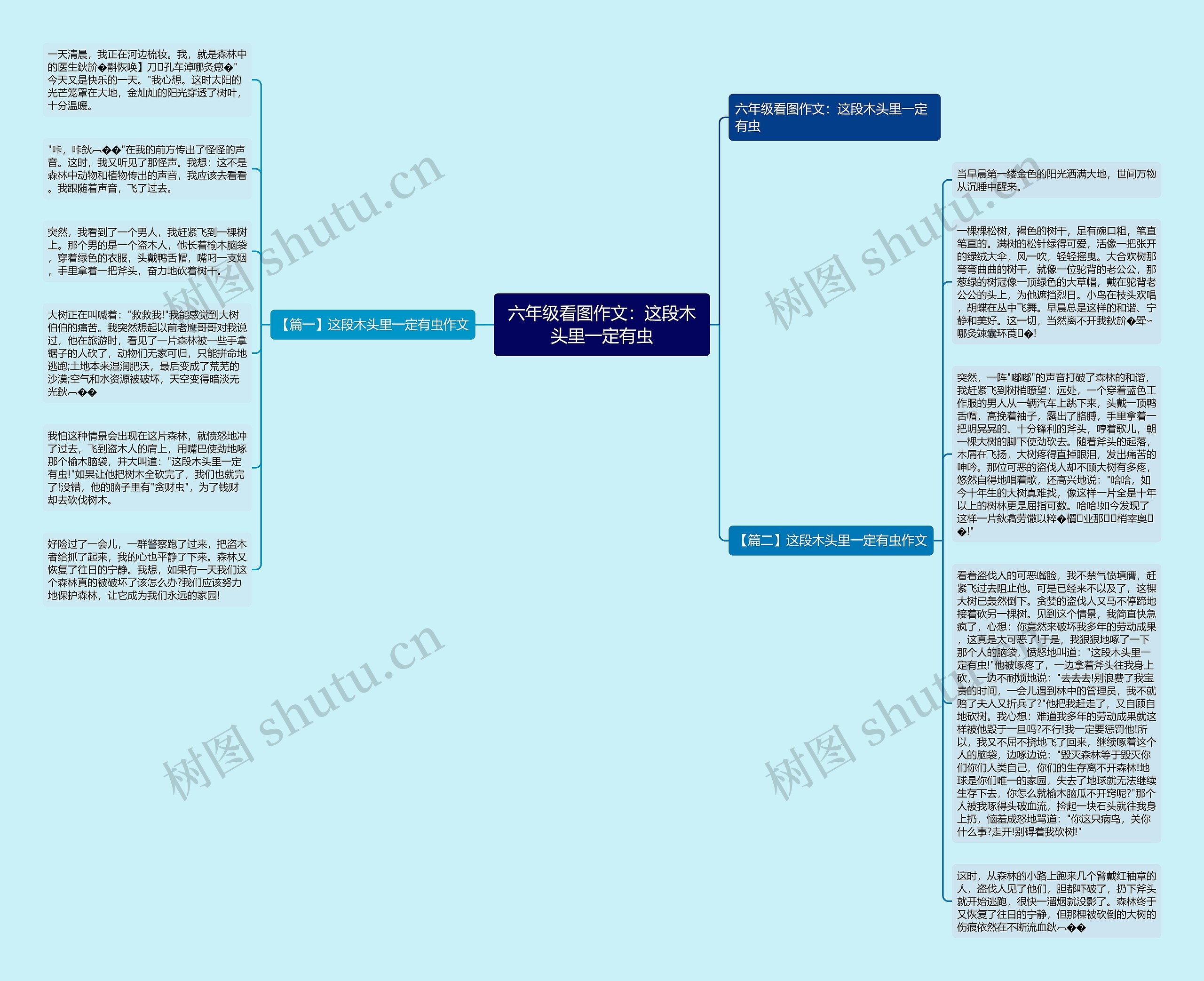 六年级看图作文：这段木头里一定有虫思维导图