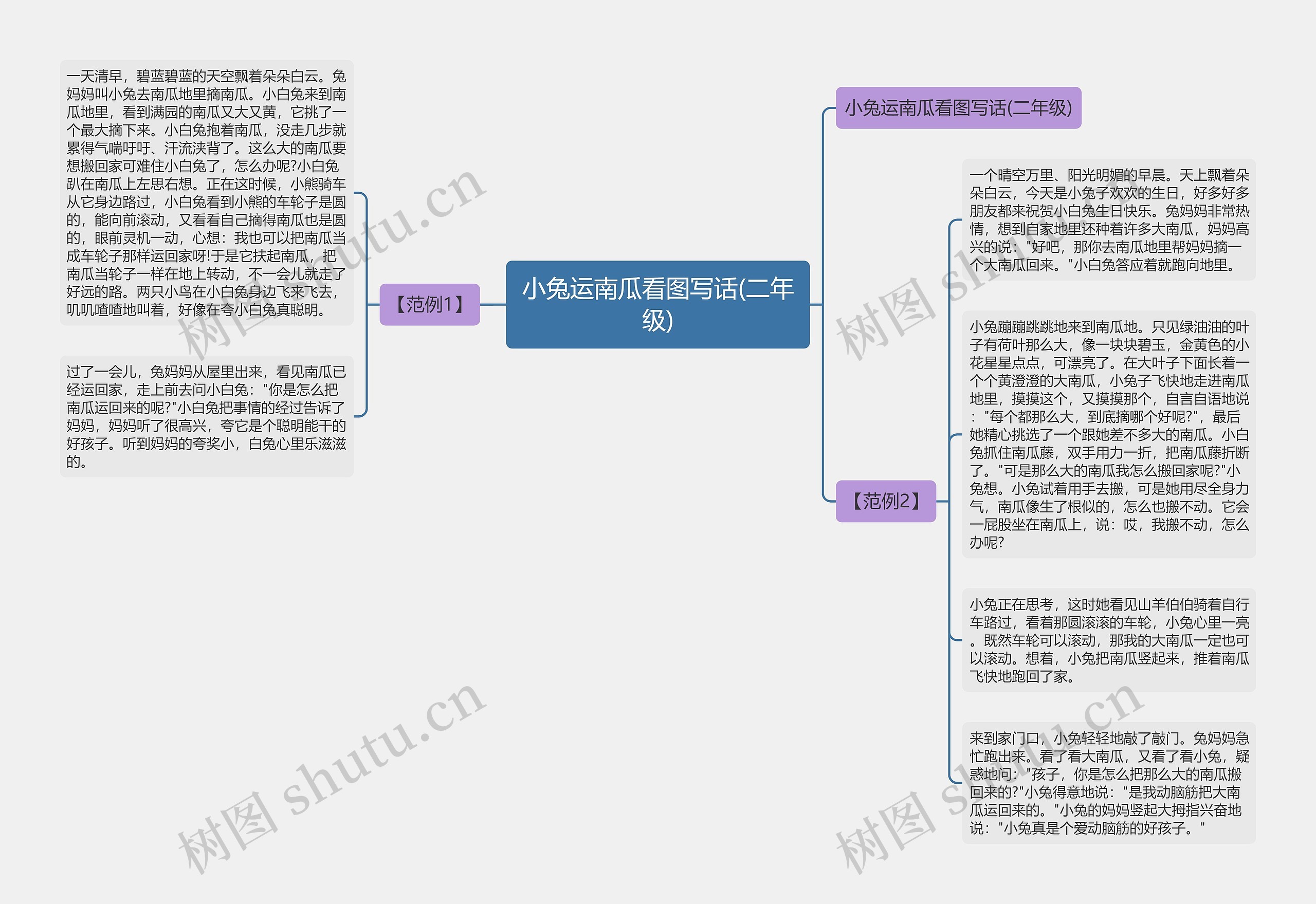 小兔运南瓜看图写话(二年级)思维导图