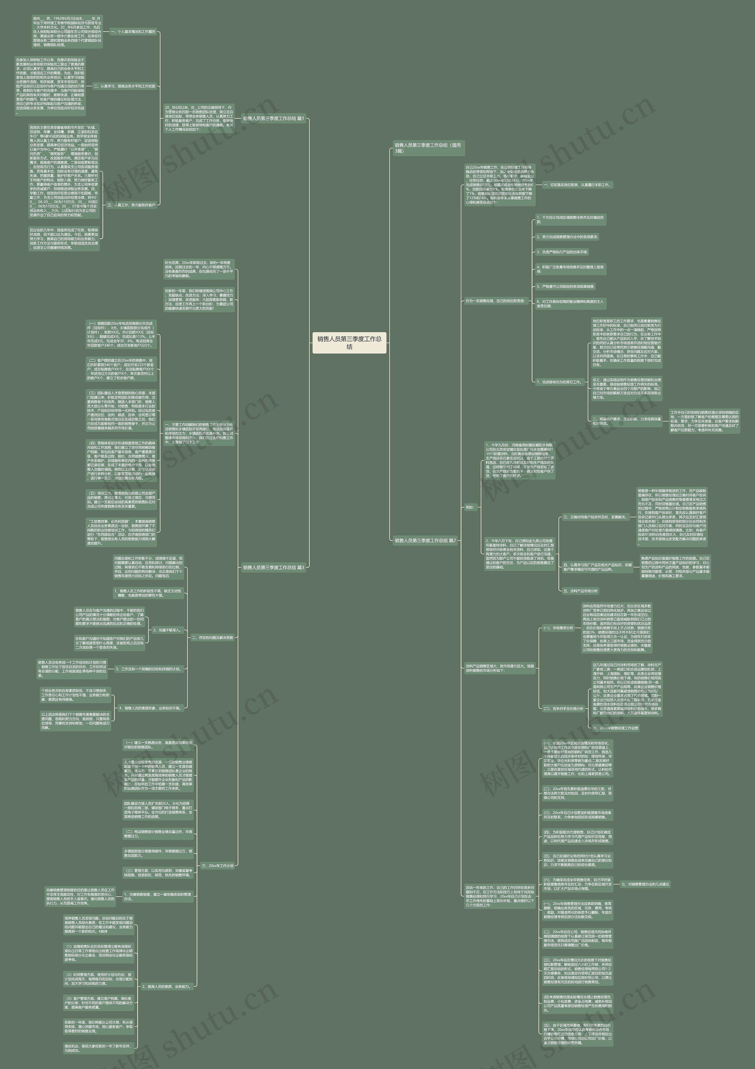 销售人员第三季度工作总结思维导图