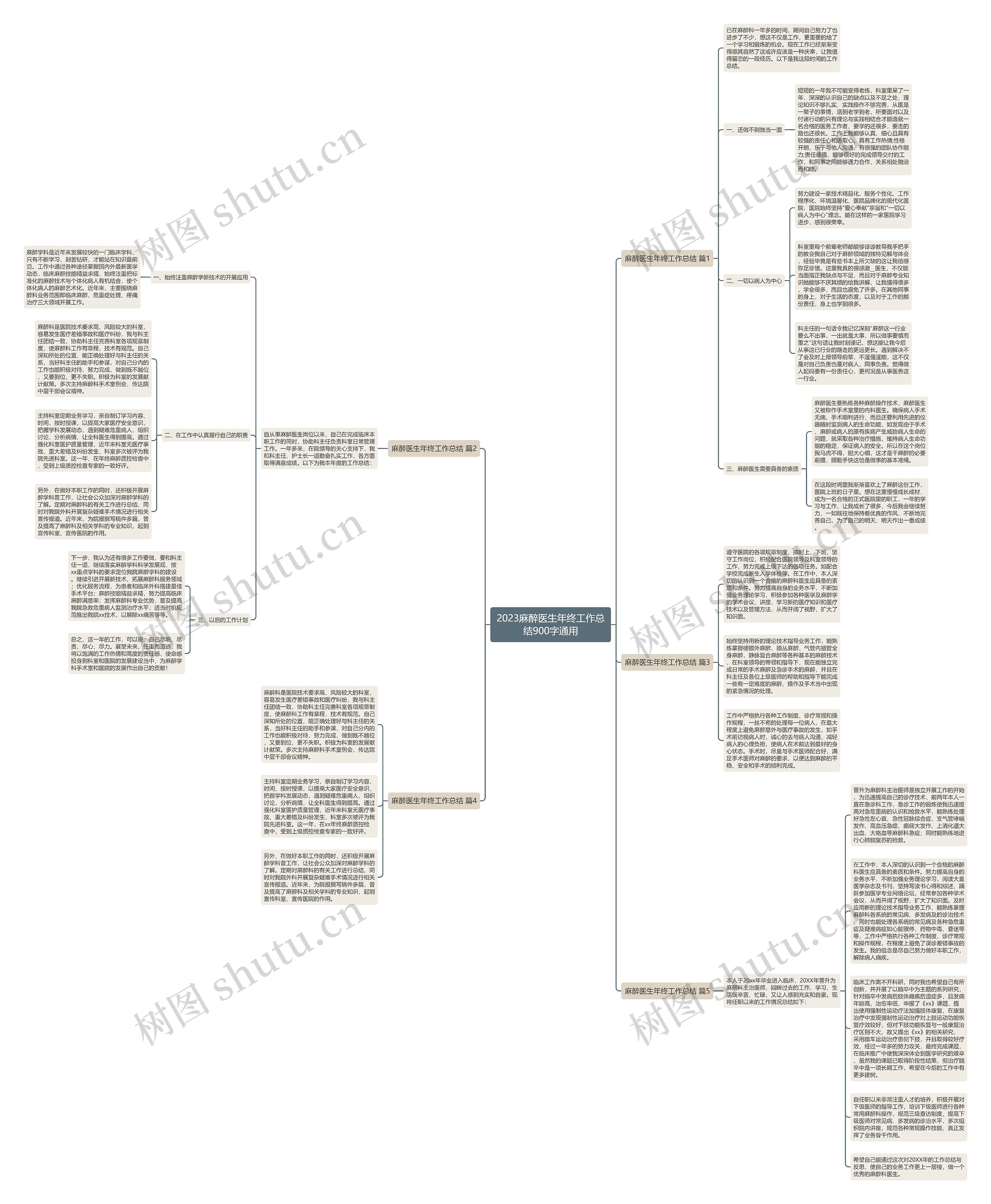 2023麻醉医生年终工作总结900字通用思维导图