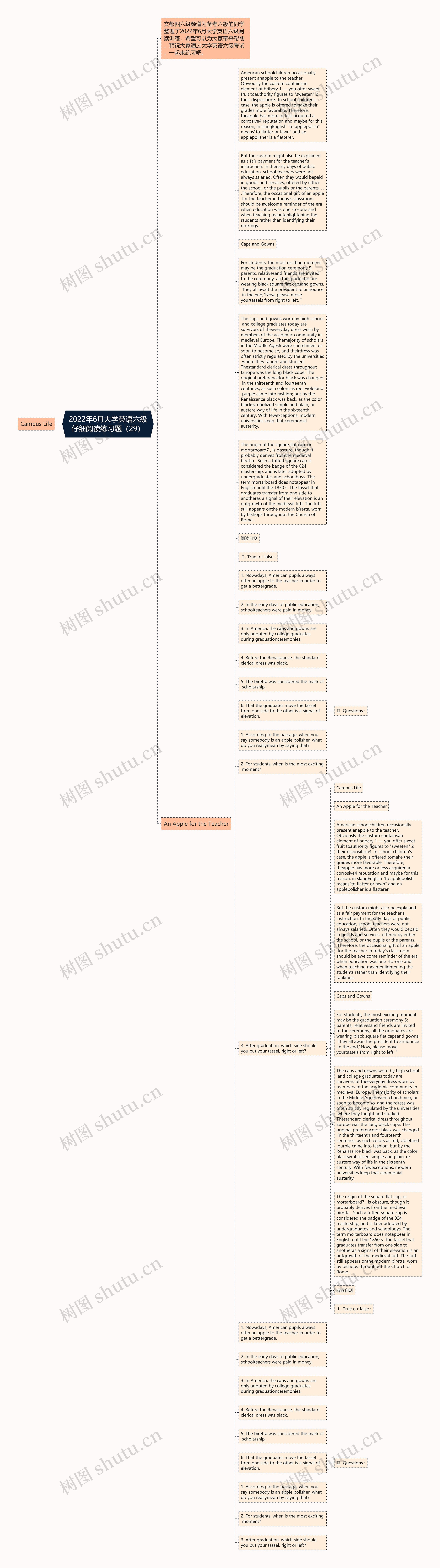 2022年6月大学英语六级仔细阅读练习题（29）思维导图