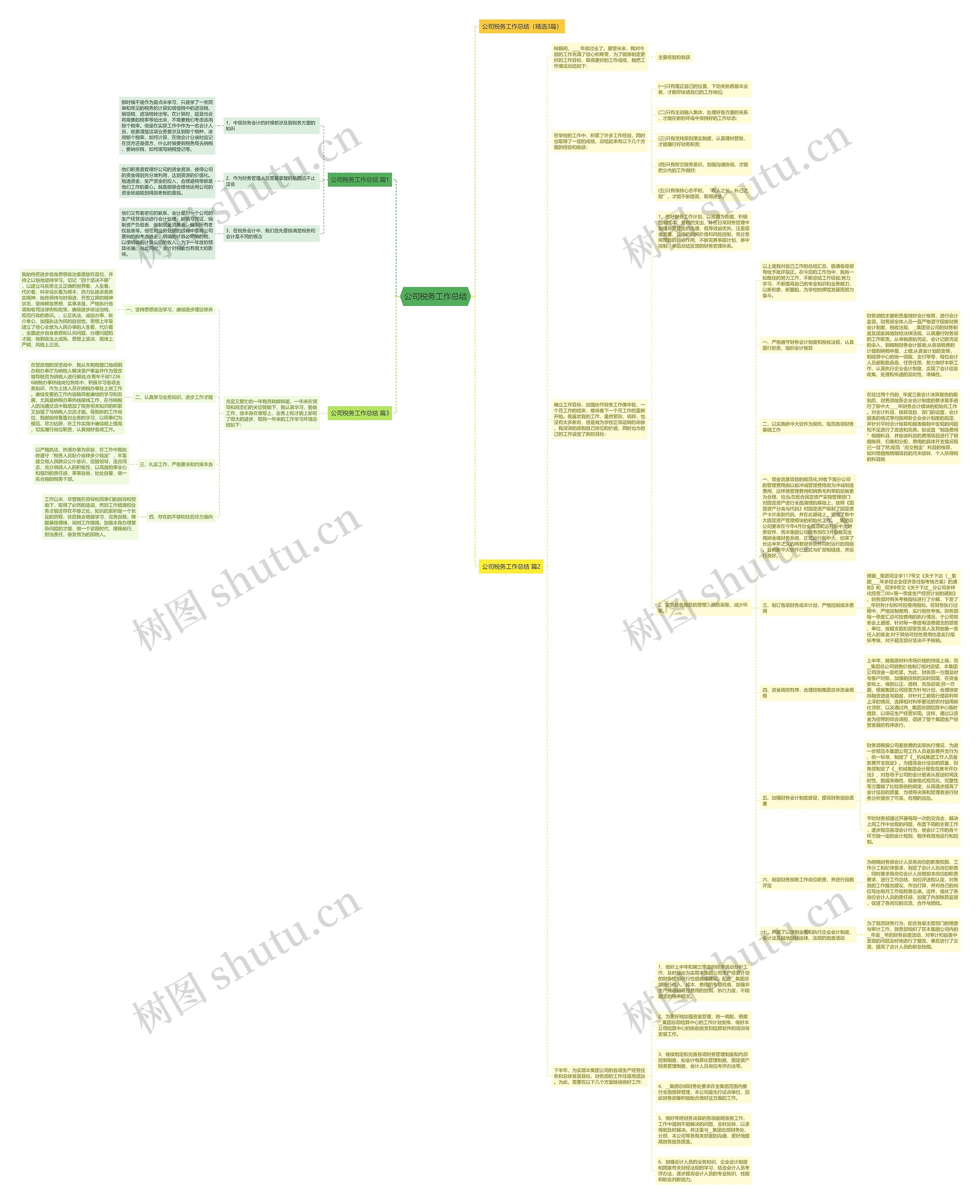 公司税务工作总结思维导图