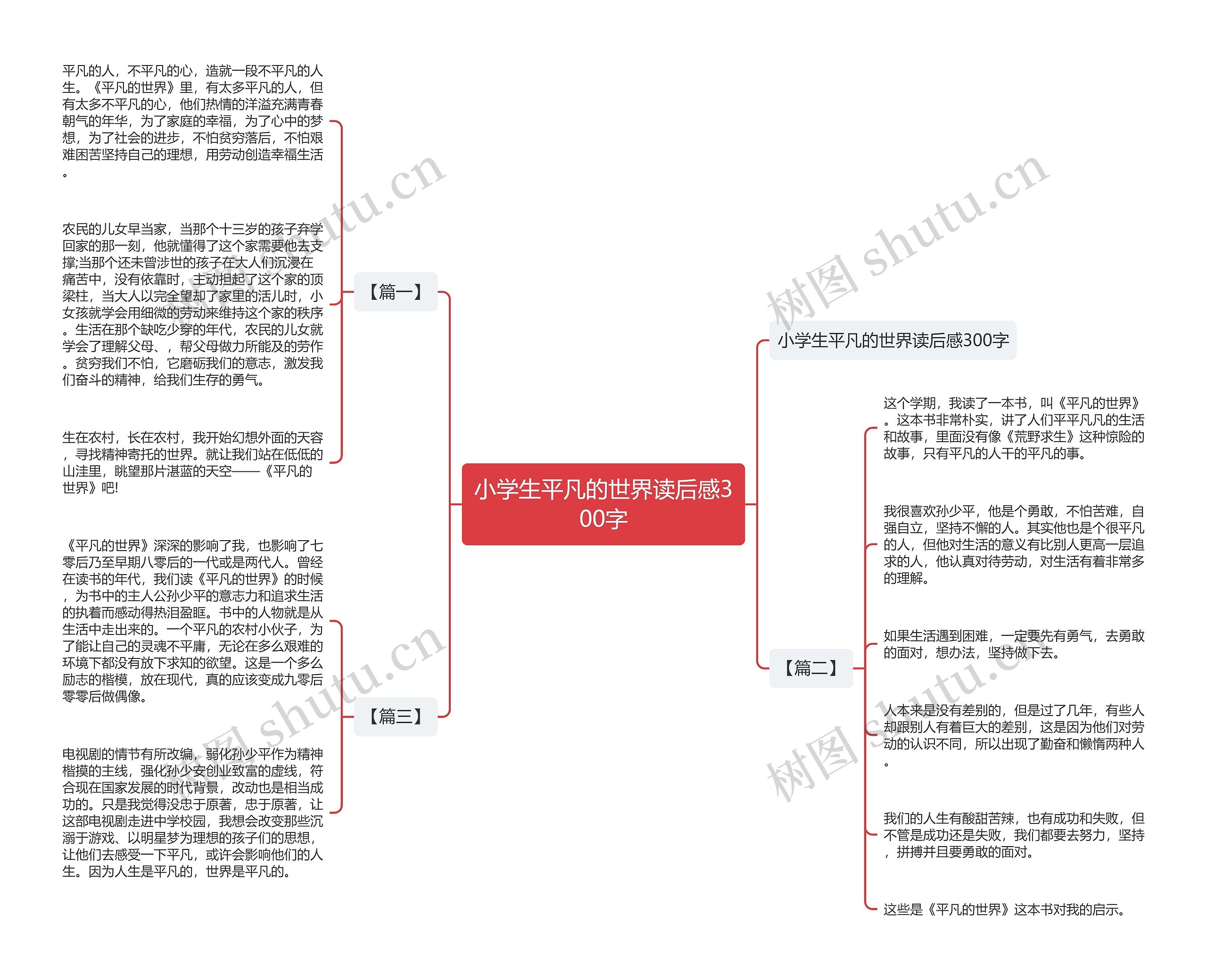 小学生平凡的世界读后感300字思维导图