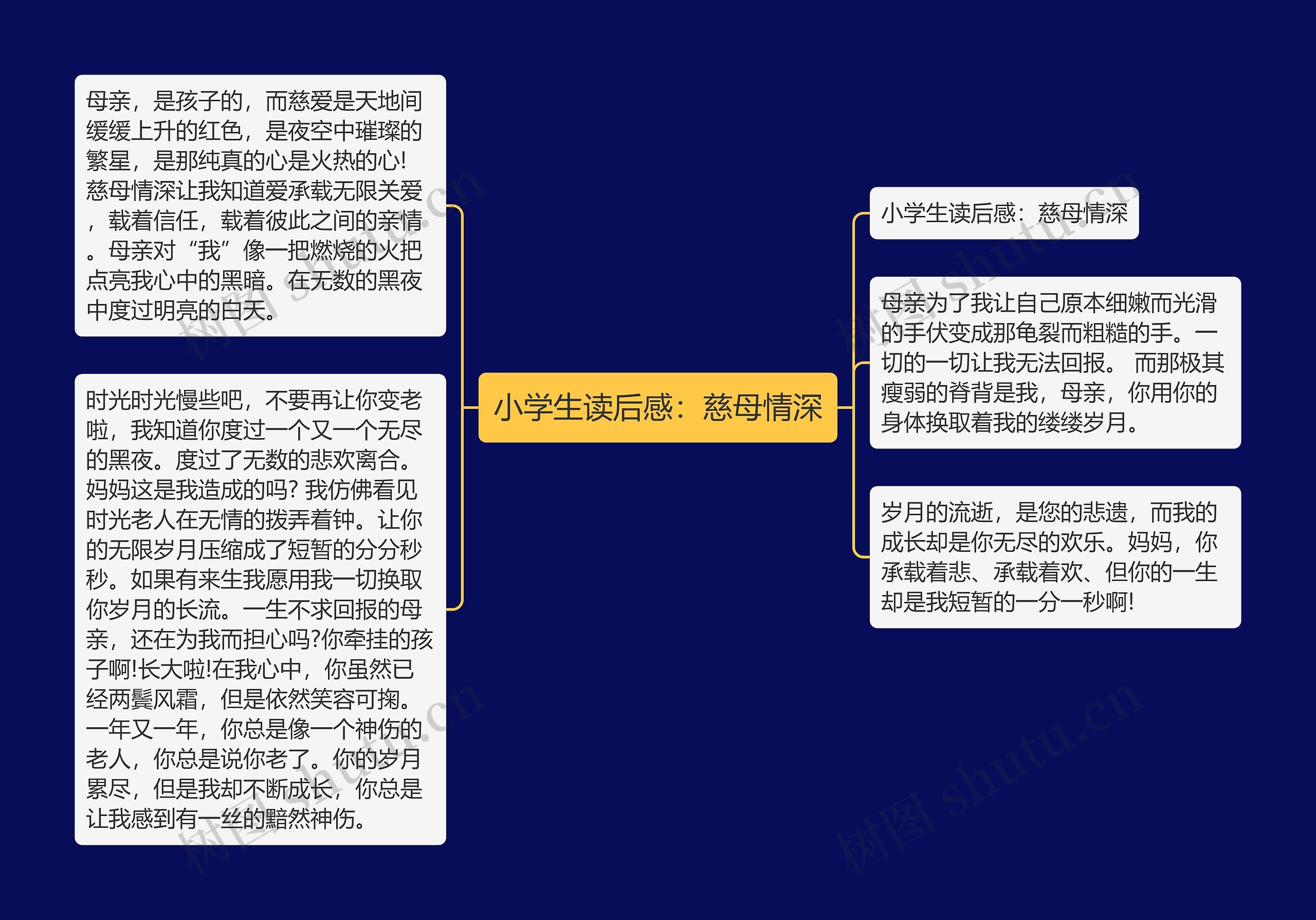 小学生读后感：慈母情深思维导图