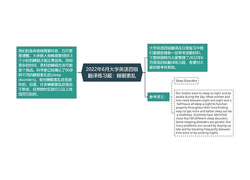 2022年6月大学英语四级翻译练习题：睡眠紊乱