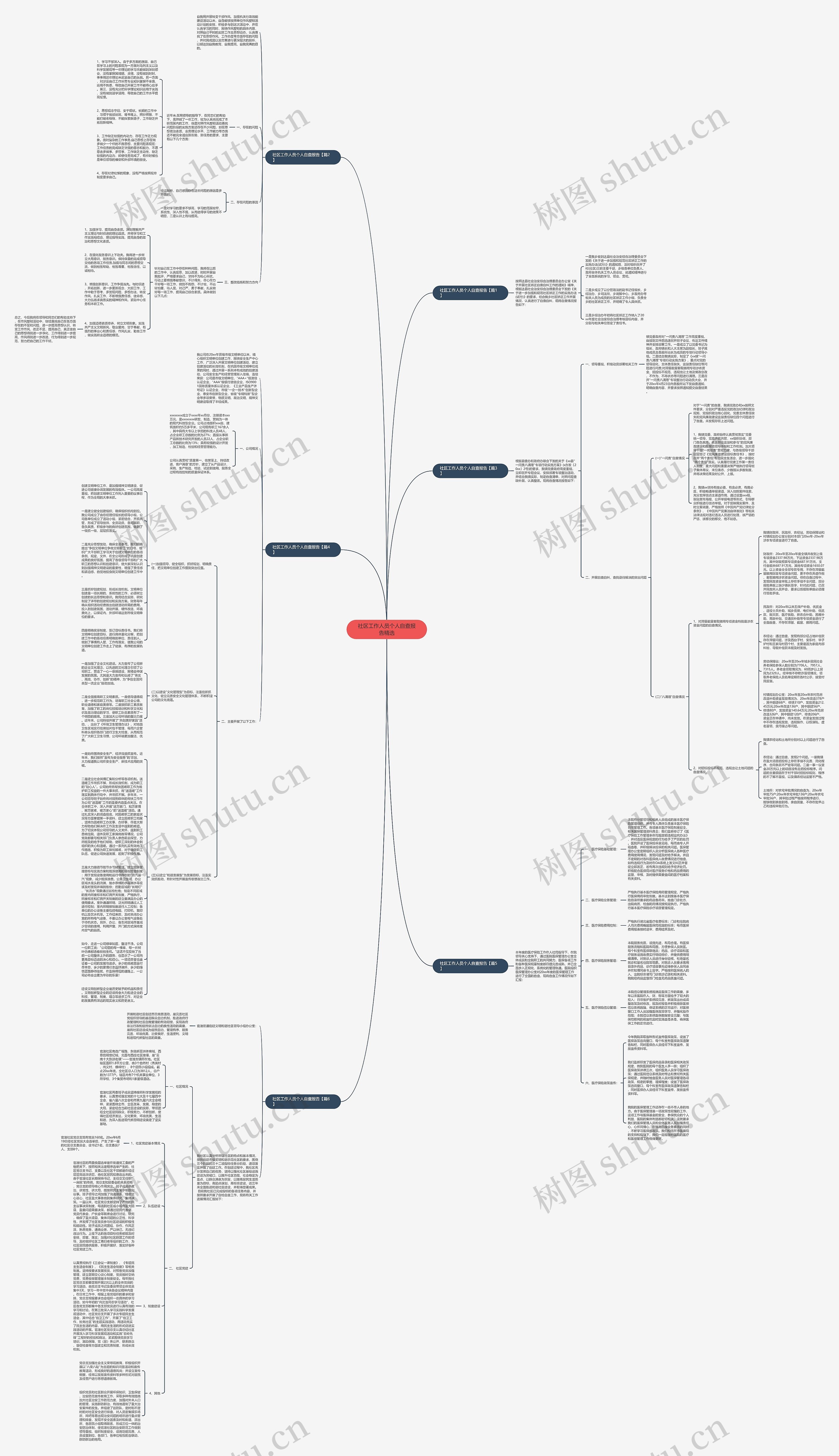 社区工作人员个人自查报告精选思维导图