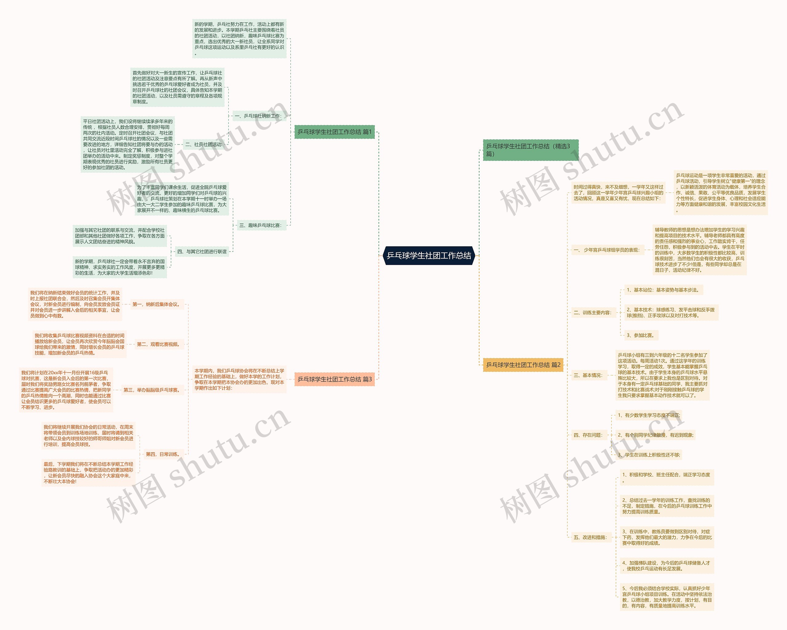 乒乓球学生社团工作总结思维导图