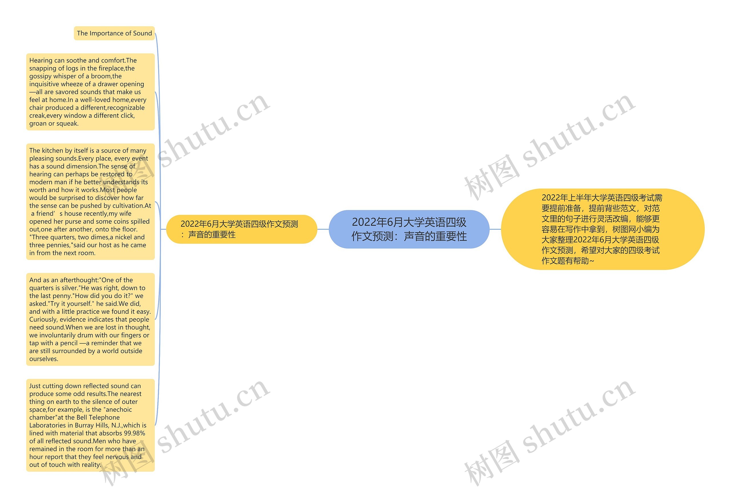 2022年6月大学英语四级作文预测：声音的重要性思维导图