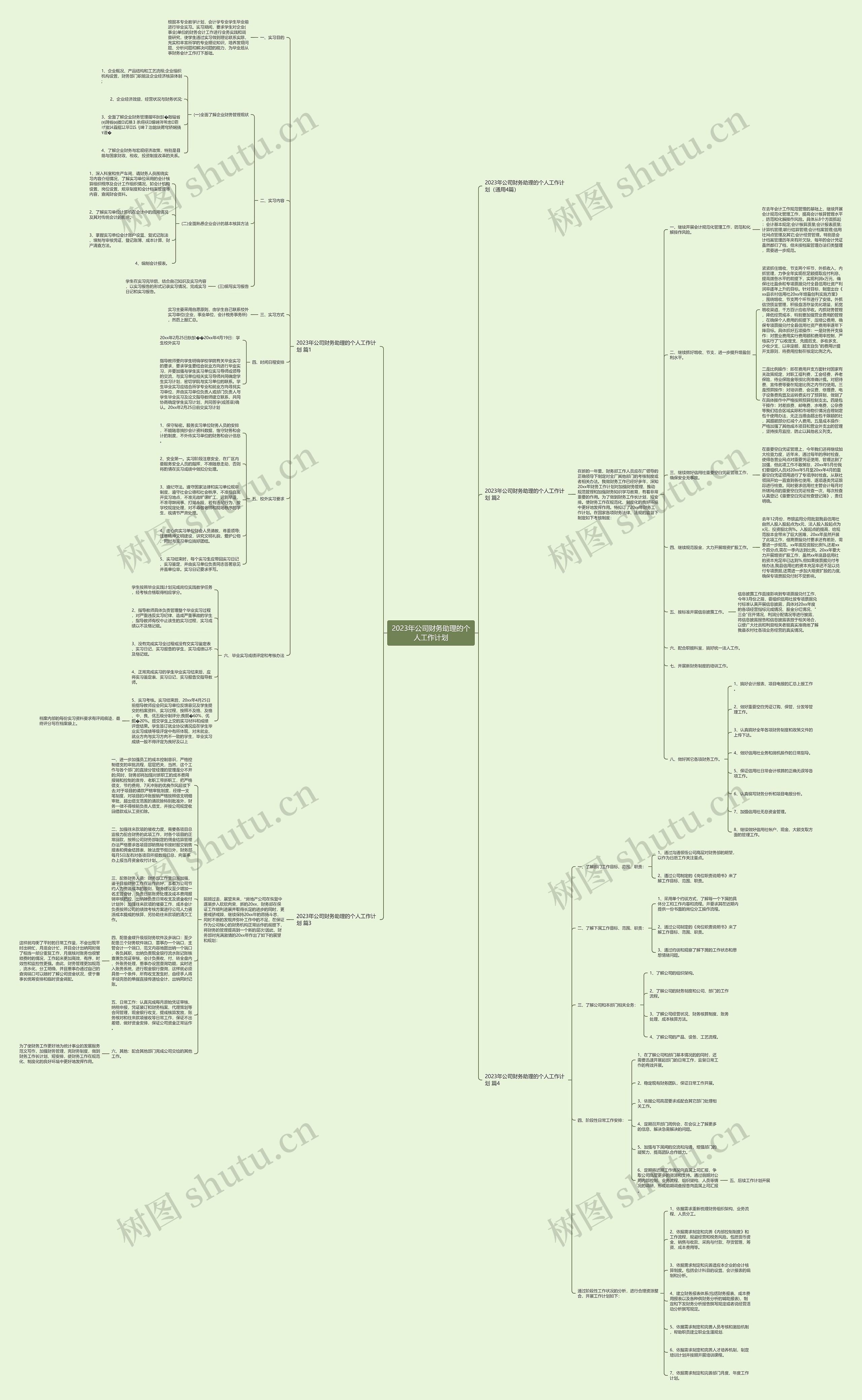 2023年公司财务助理的个人工作计划思维导图