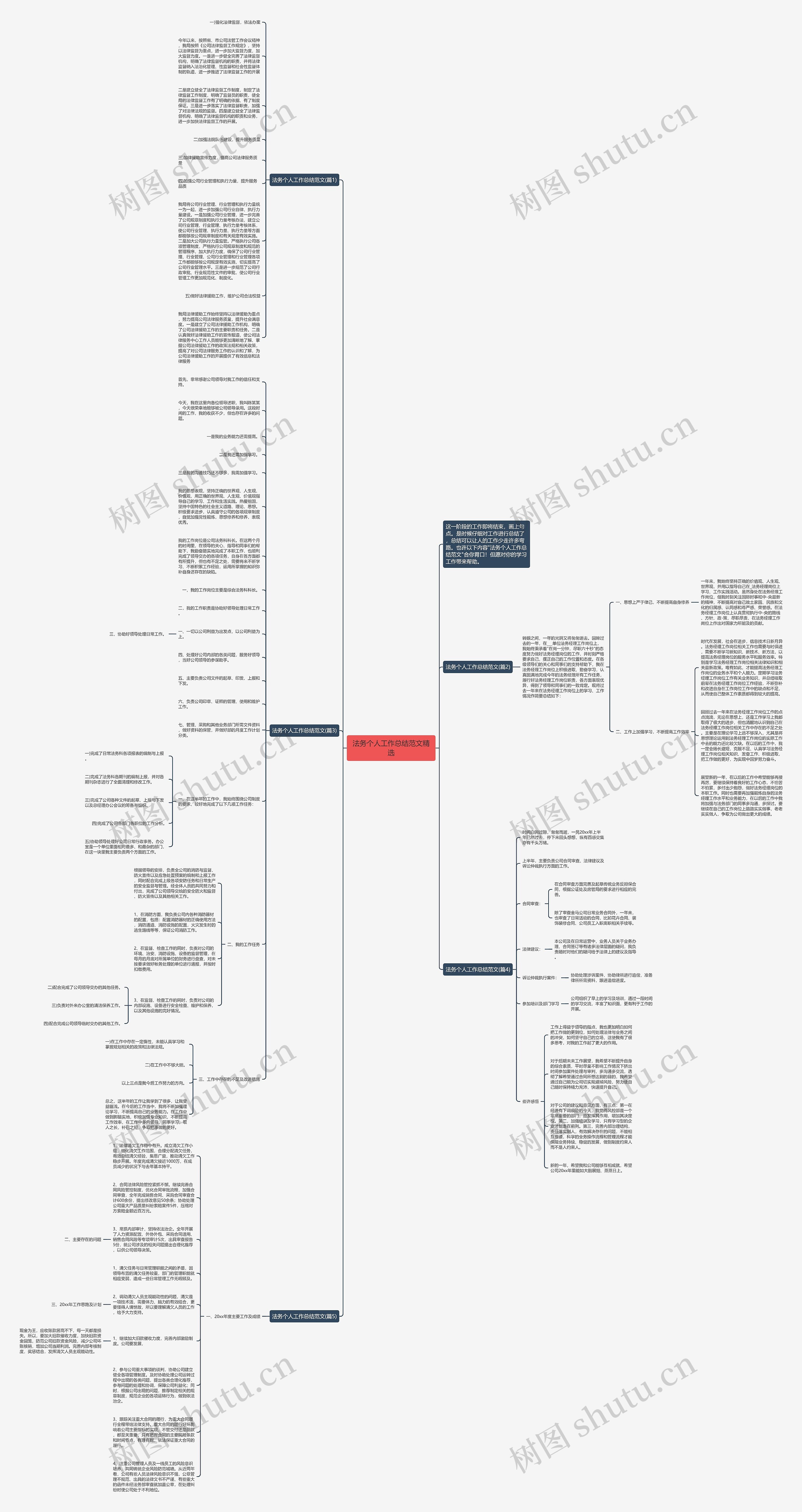 法务个人工作总结范文精选思维导图