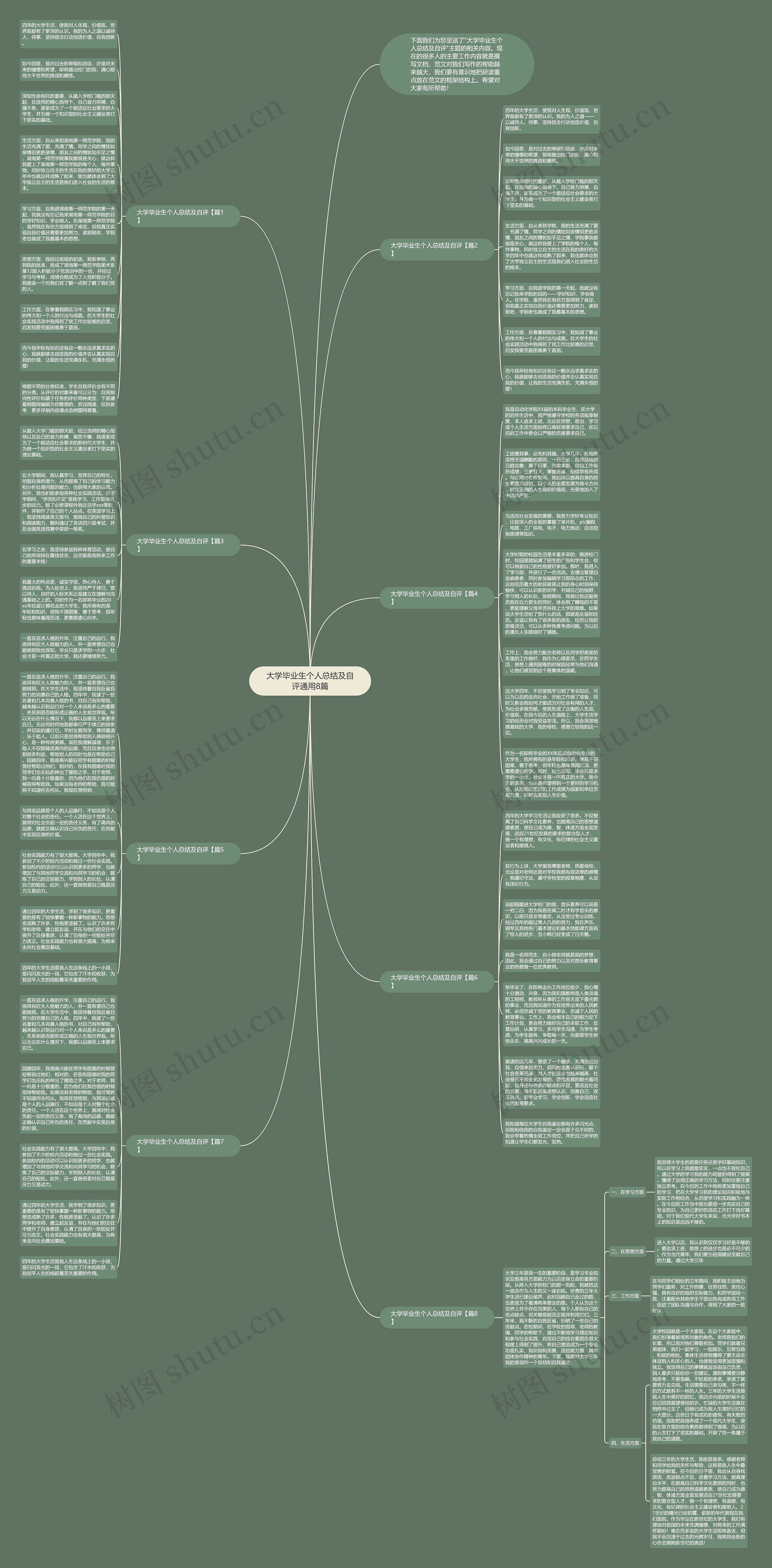 大学毕业生个人总结及自评通用8篇思维导图