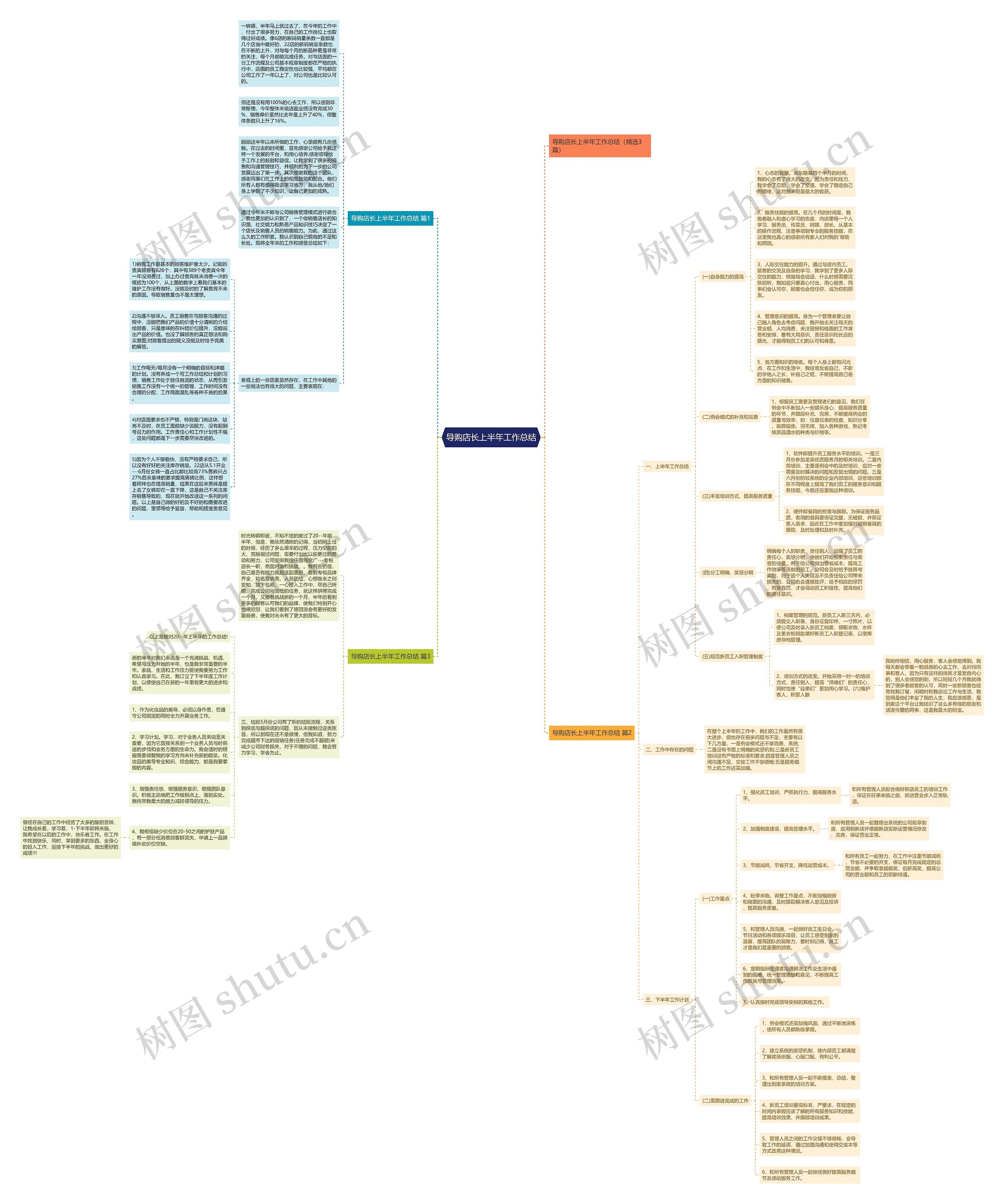 导购店长上半年工作总结思维导图