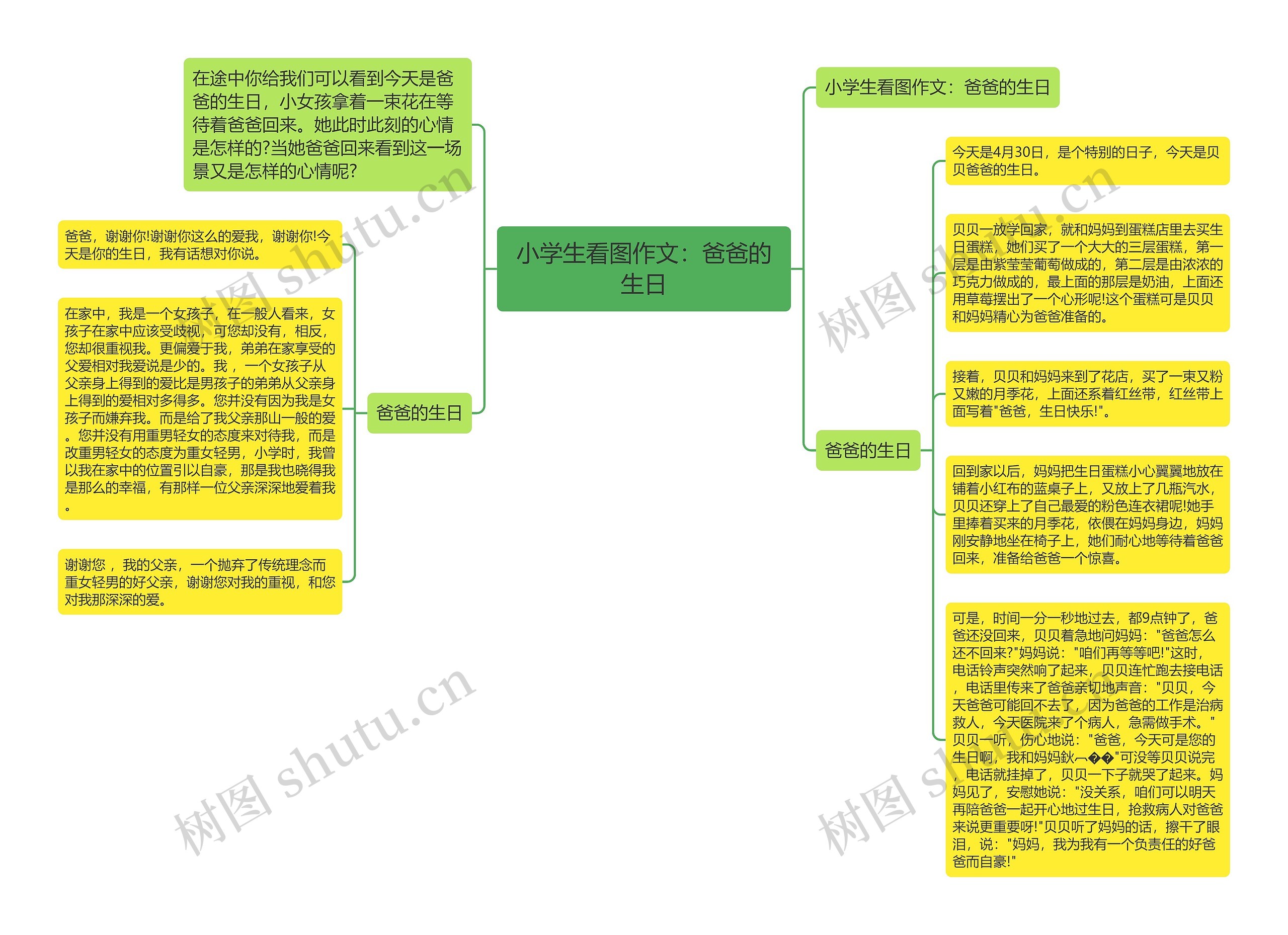 小学生看图作文：爸爸的生日思维导图