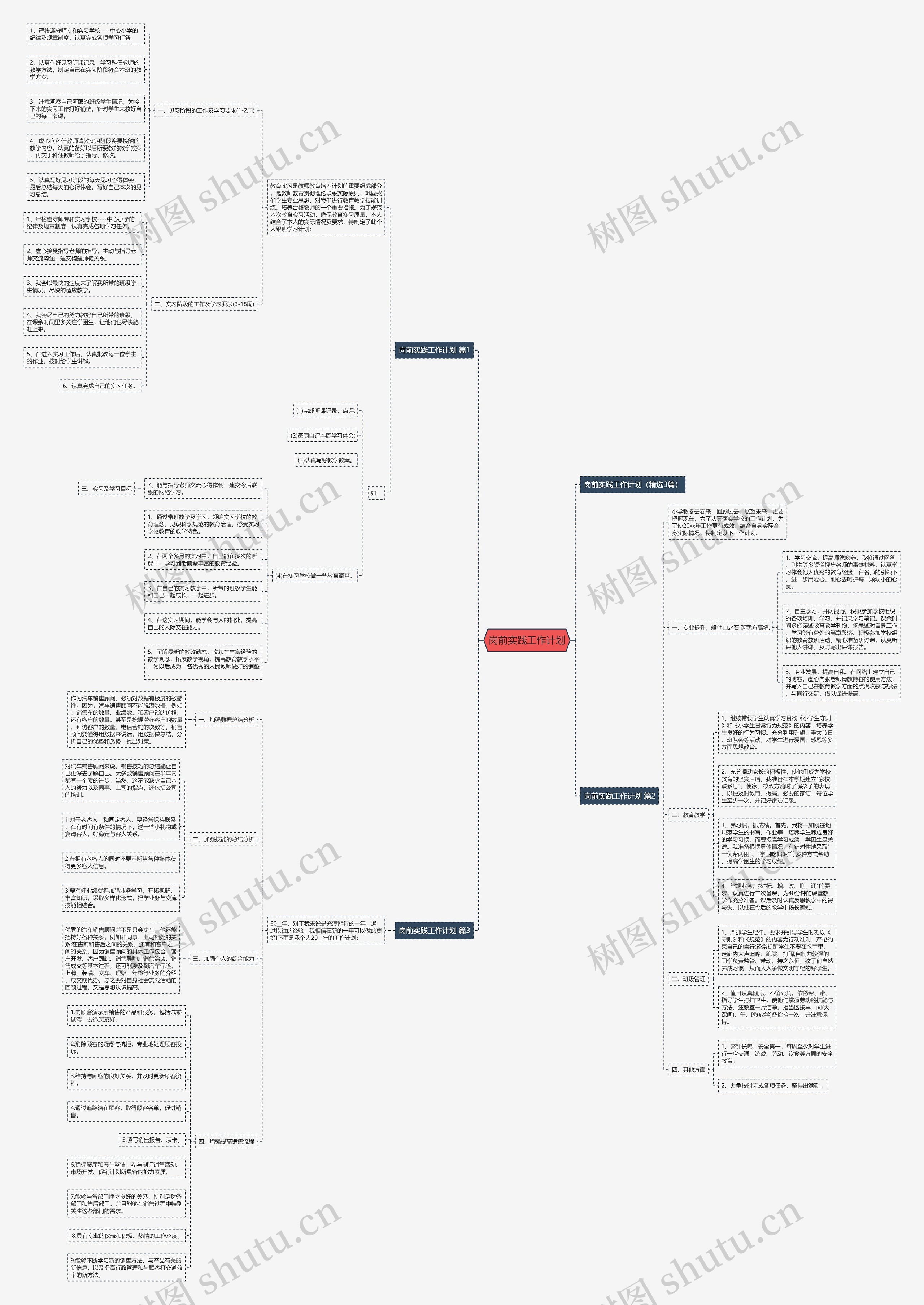 岗前实践工作计划思维导图