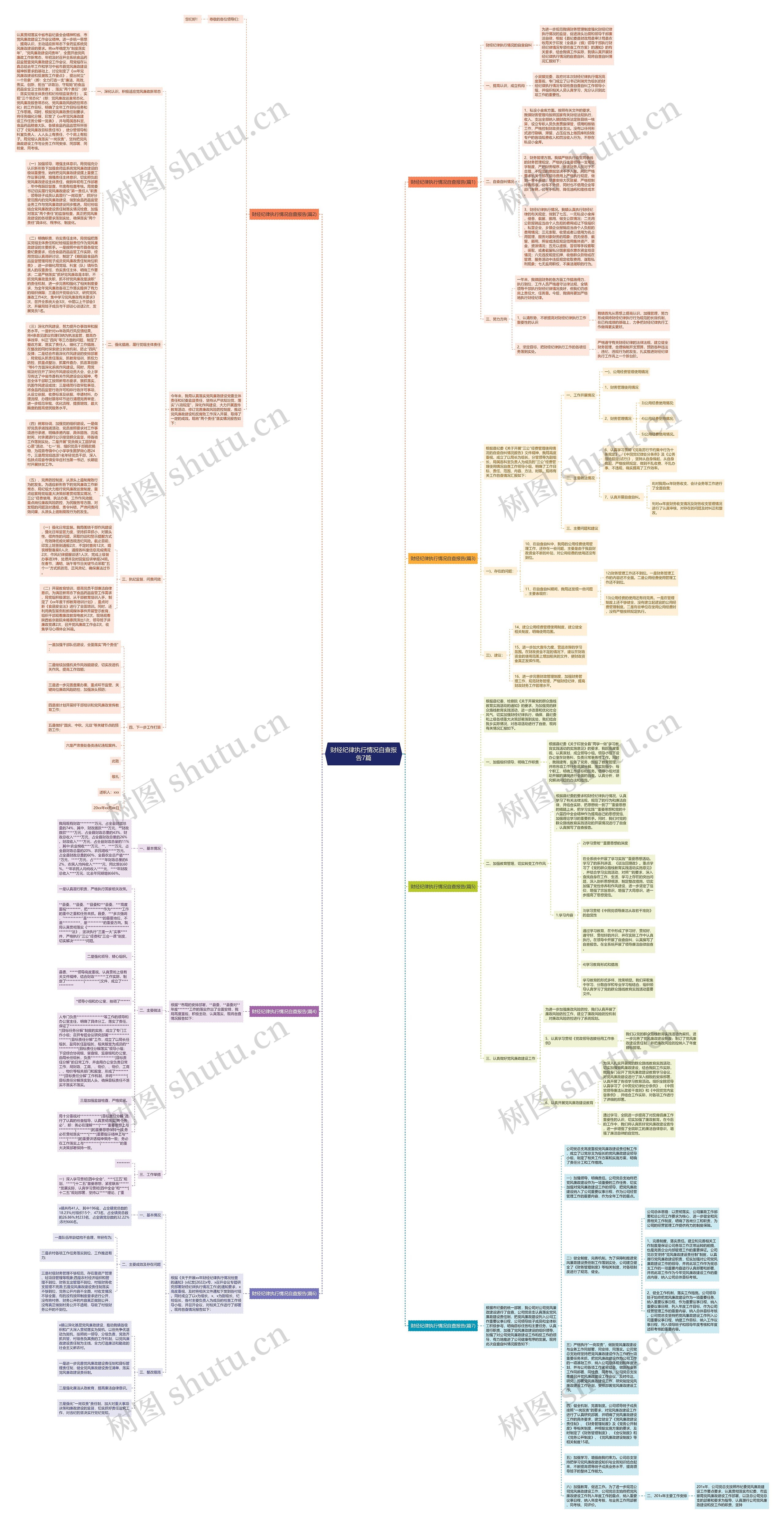 财经纪律执行情况自查报告7篇思维导图