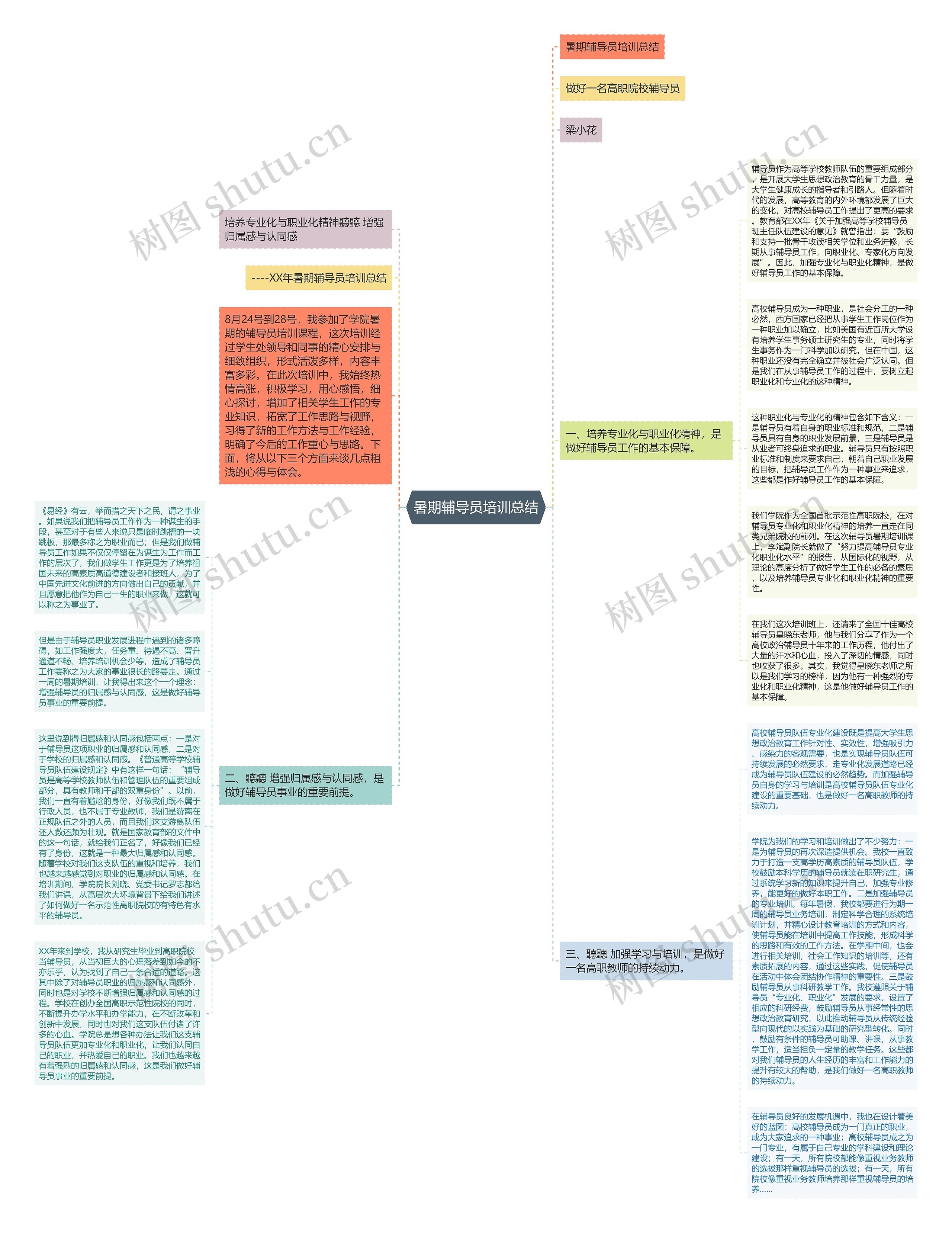 暑期辅导员培训总结思维导图