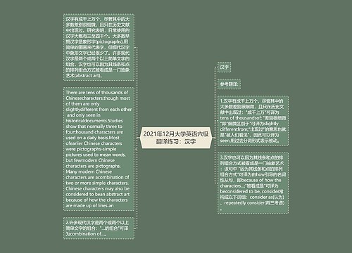 2021年12月大学英语六级翻译练习：汉字