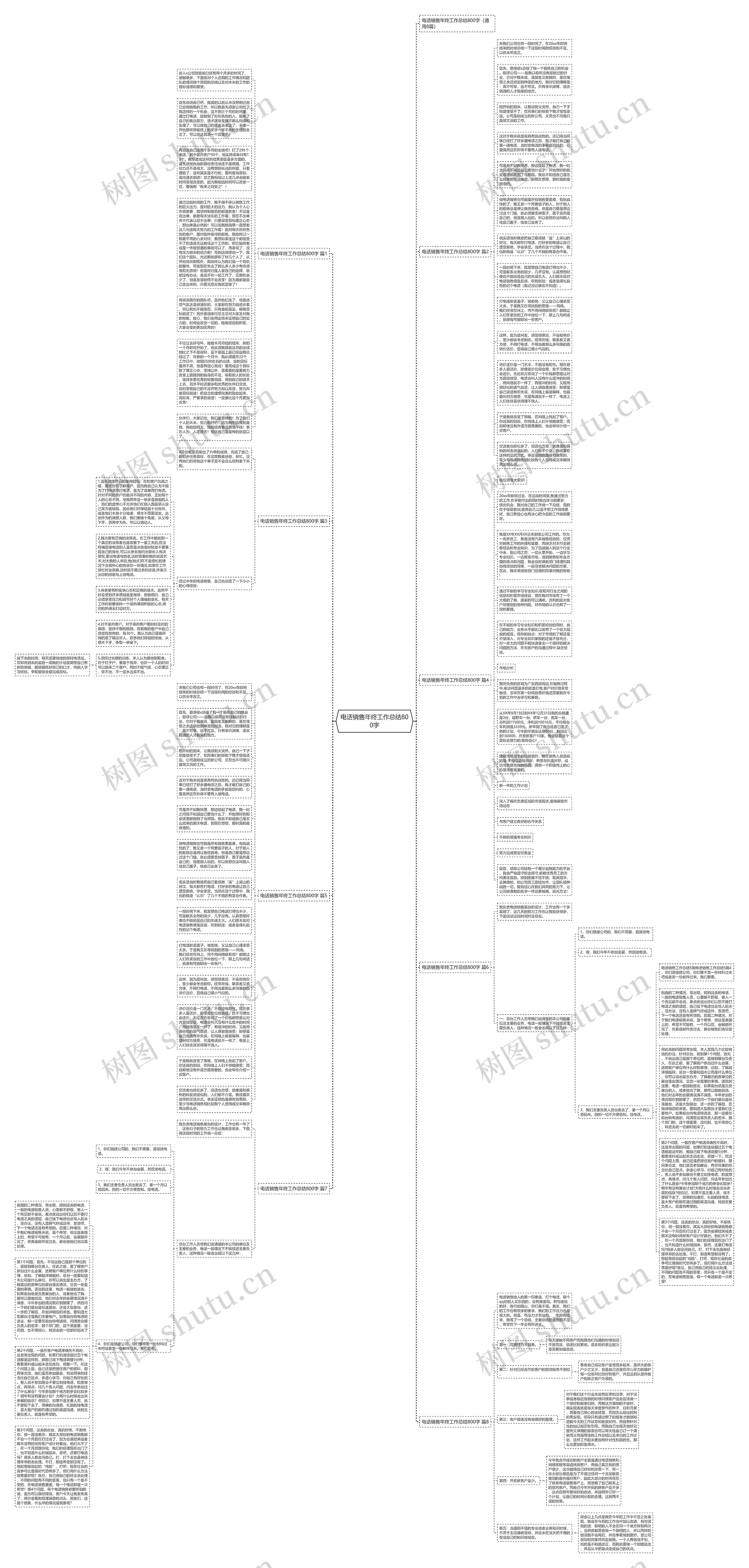 电话销售年终工作总结800字思维导图