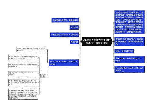 2020年上半年大学英语六级语法：真实条件句