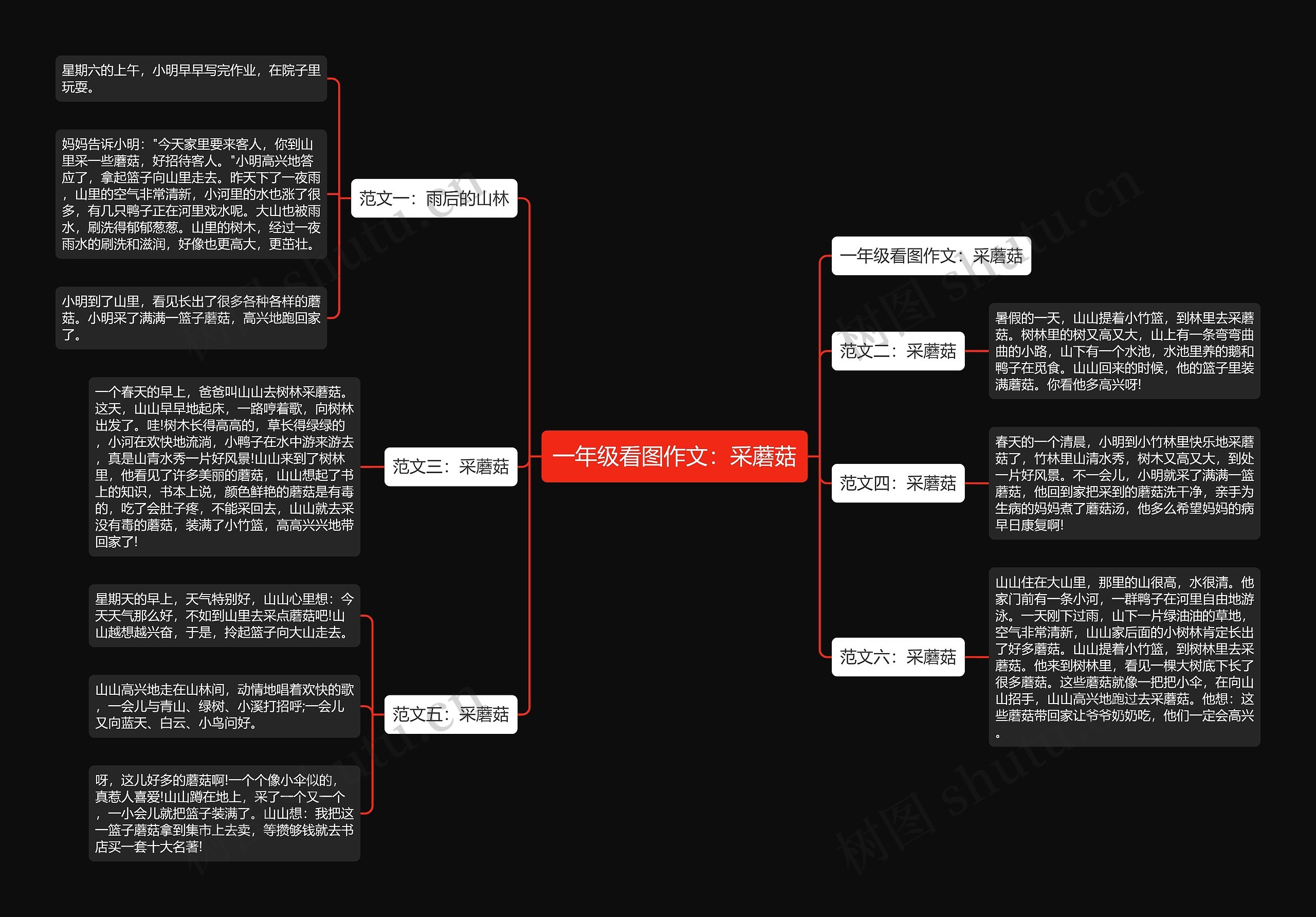 一年级看图作文：采蘑菇