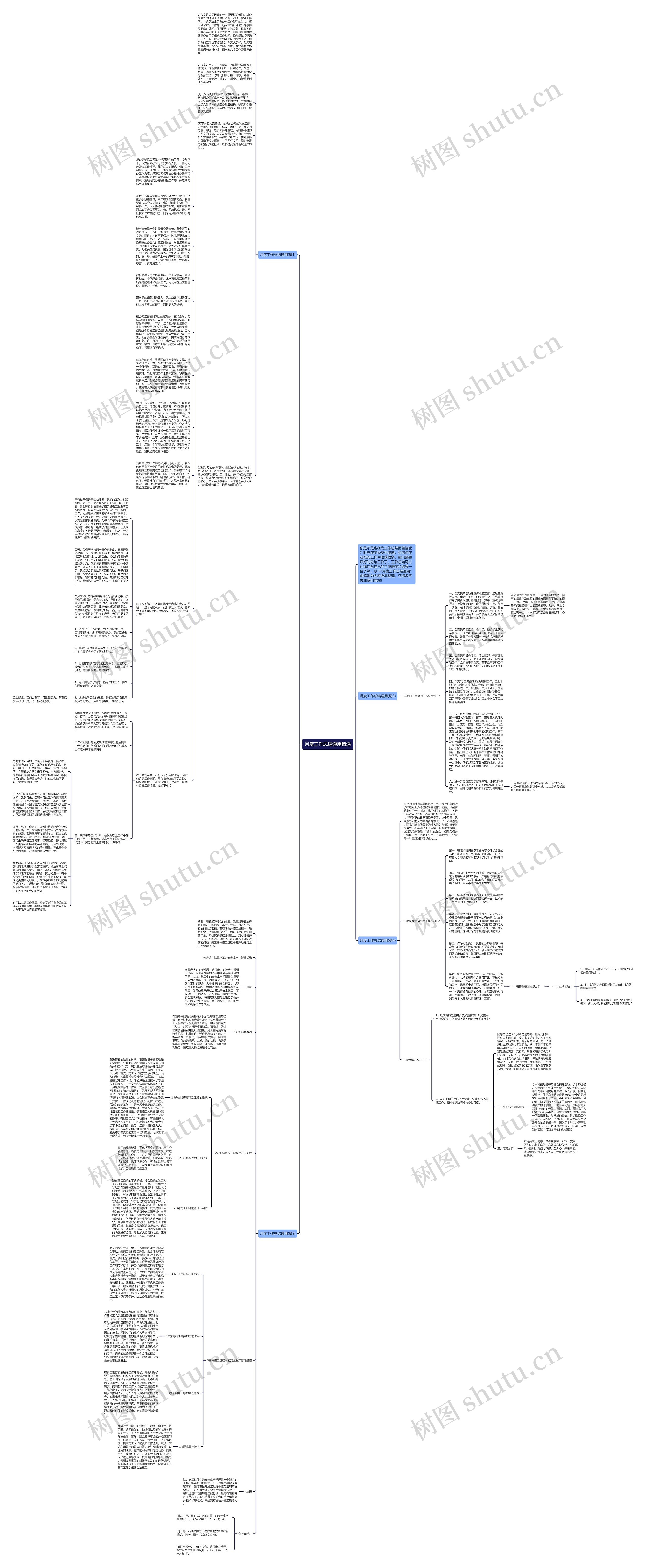 月度工作总结通用精选思维导图