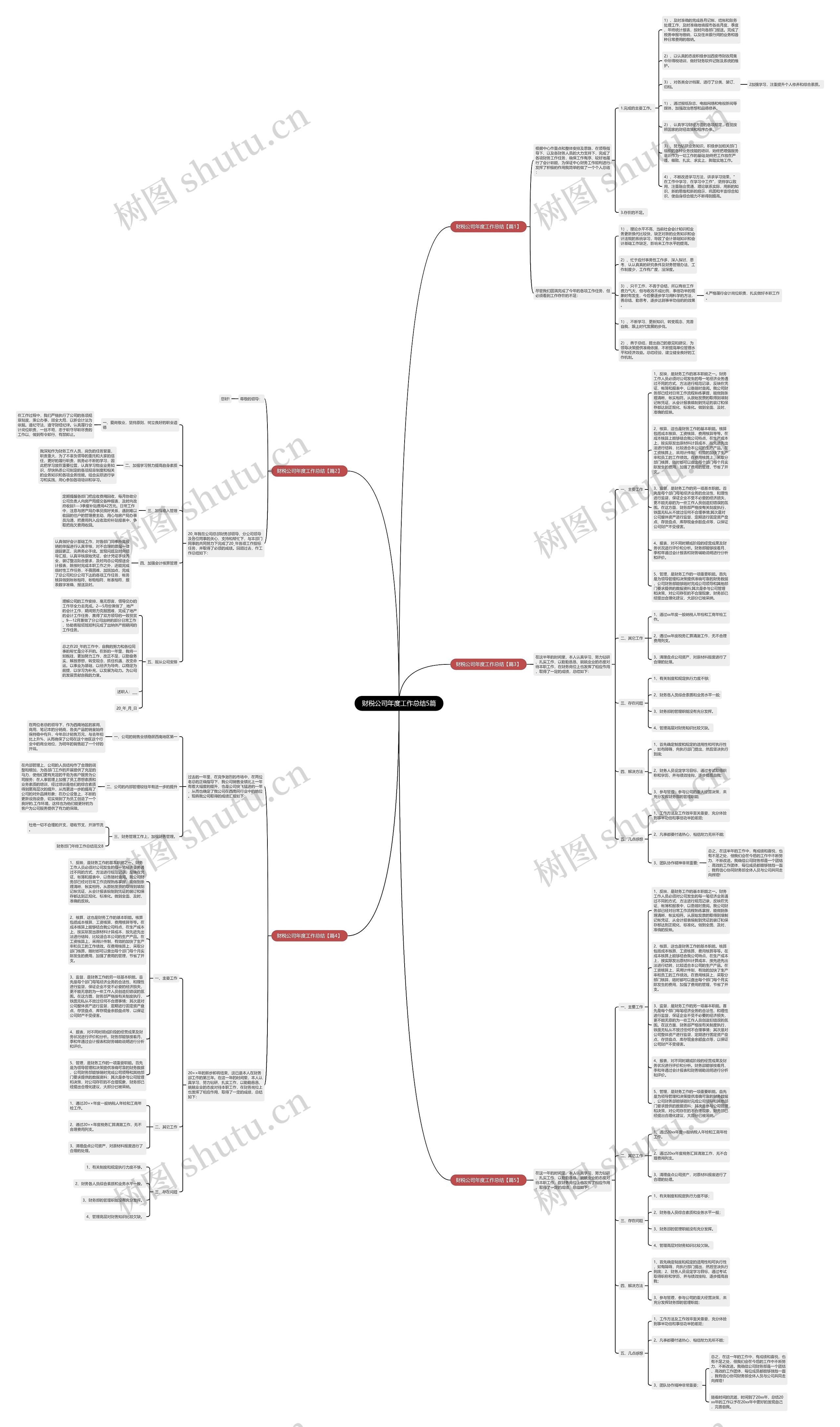 财税公司年度工作总结5篇思维导图