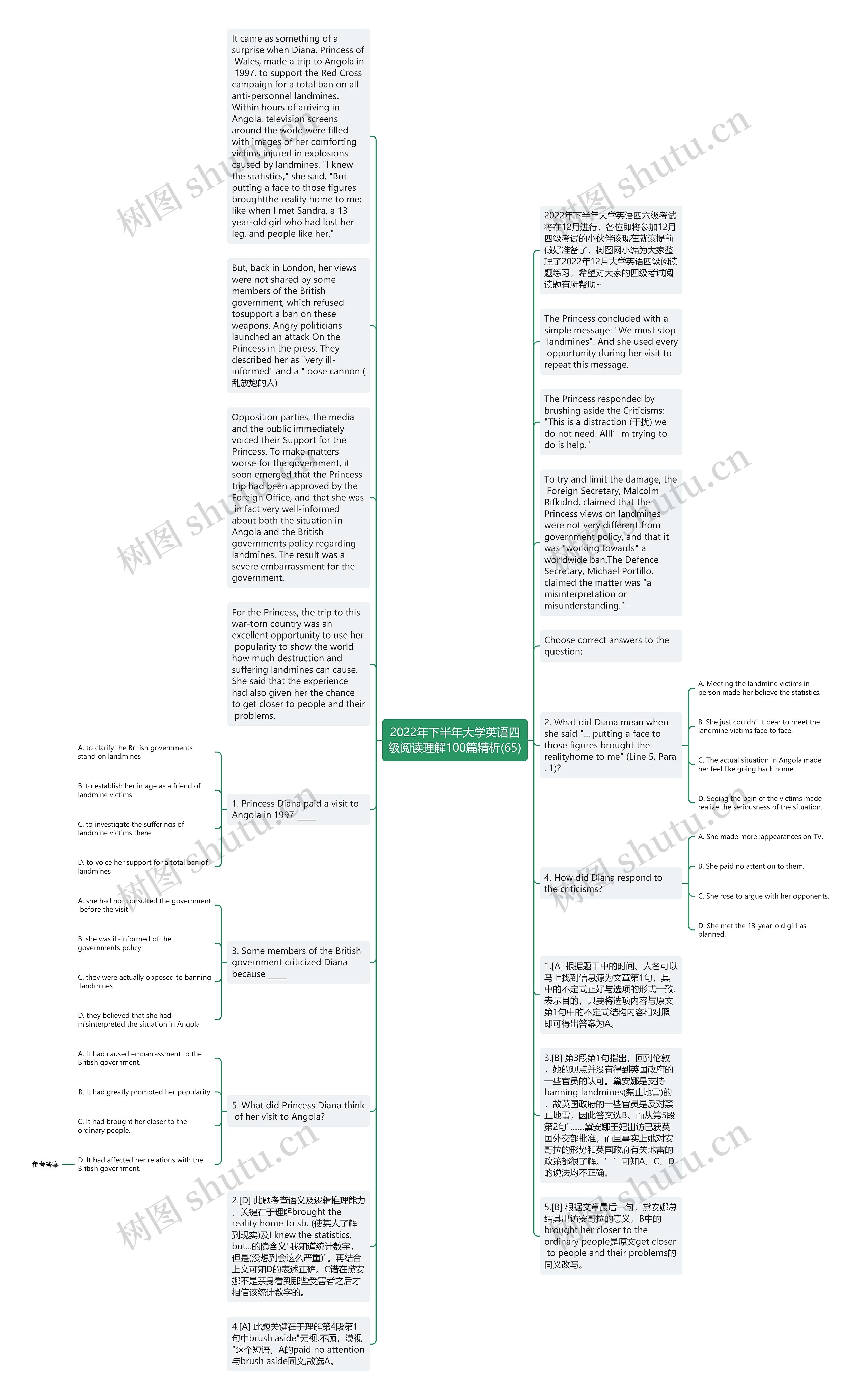 2022年下半年大学英语四级阅读理解100篇精析(65)思维导图