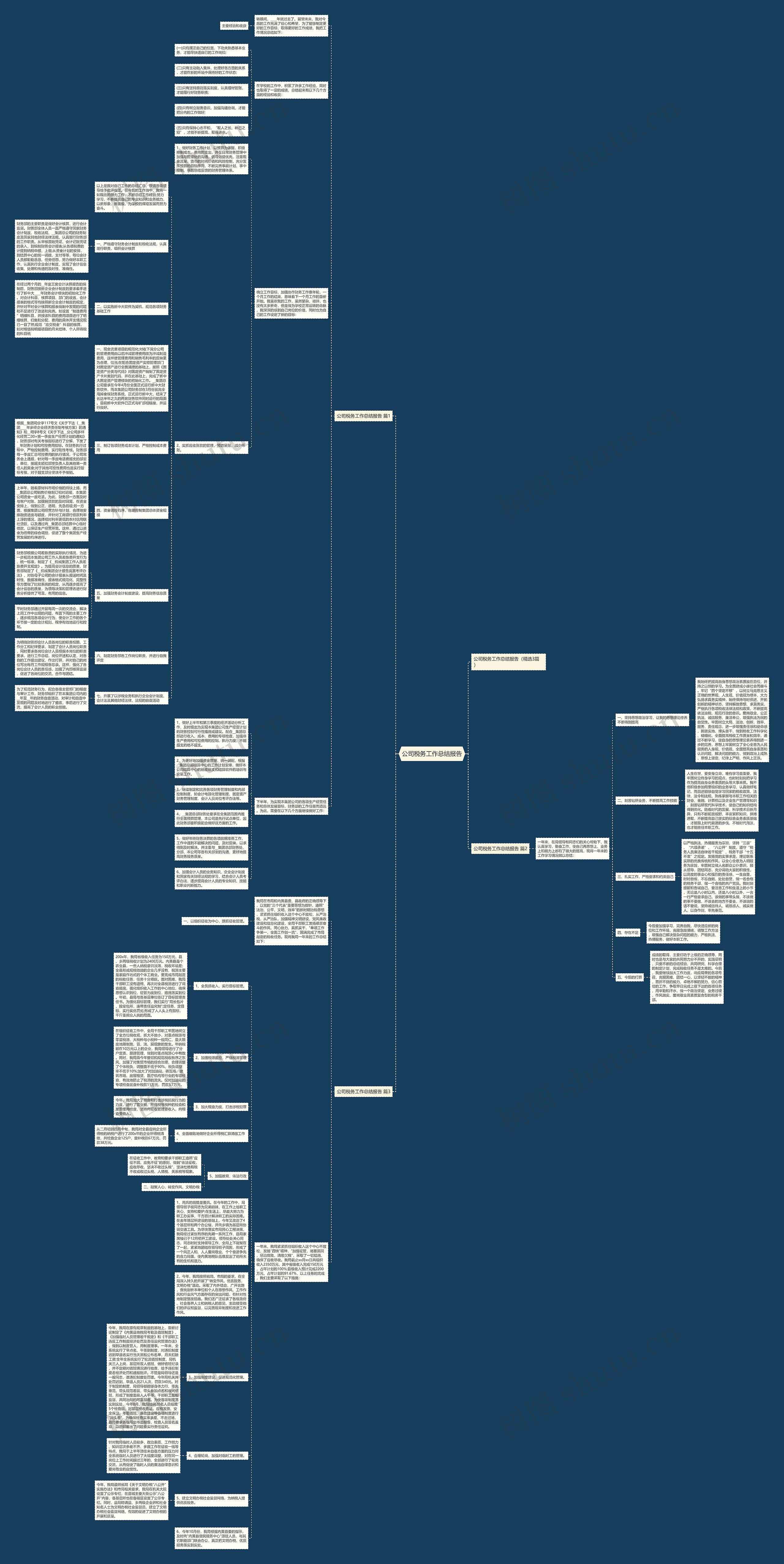 公司税务工作总结报告思维导图