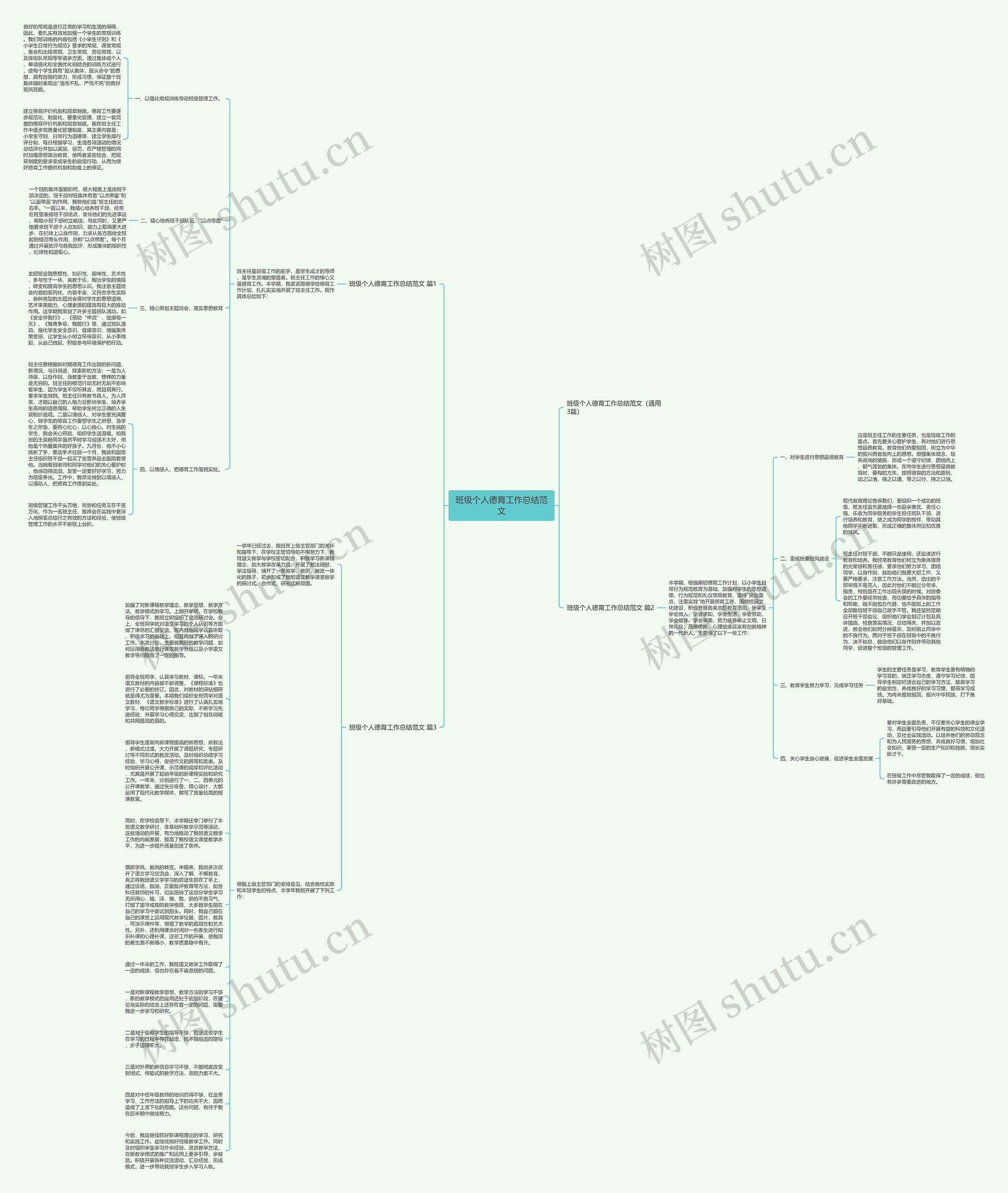 班级个人德育工作总结范文思维导图