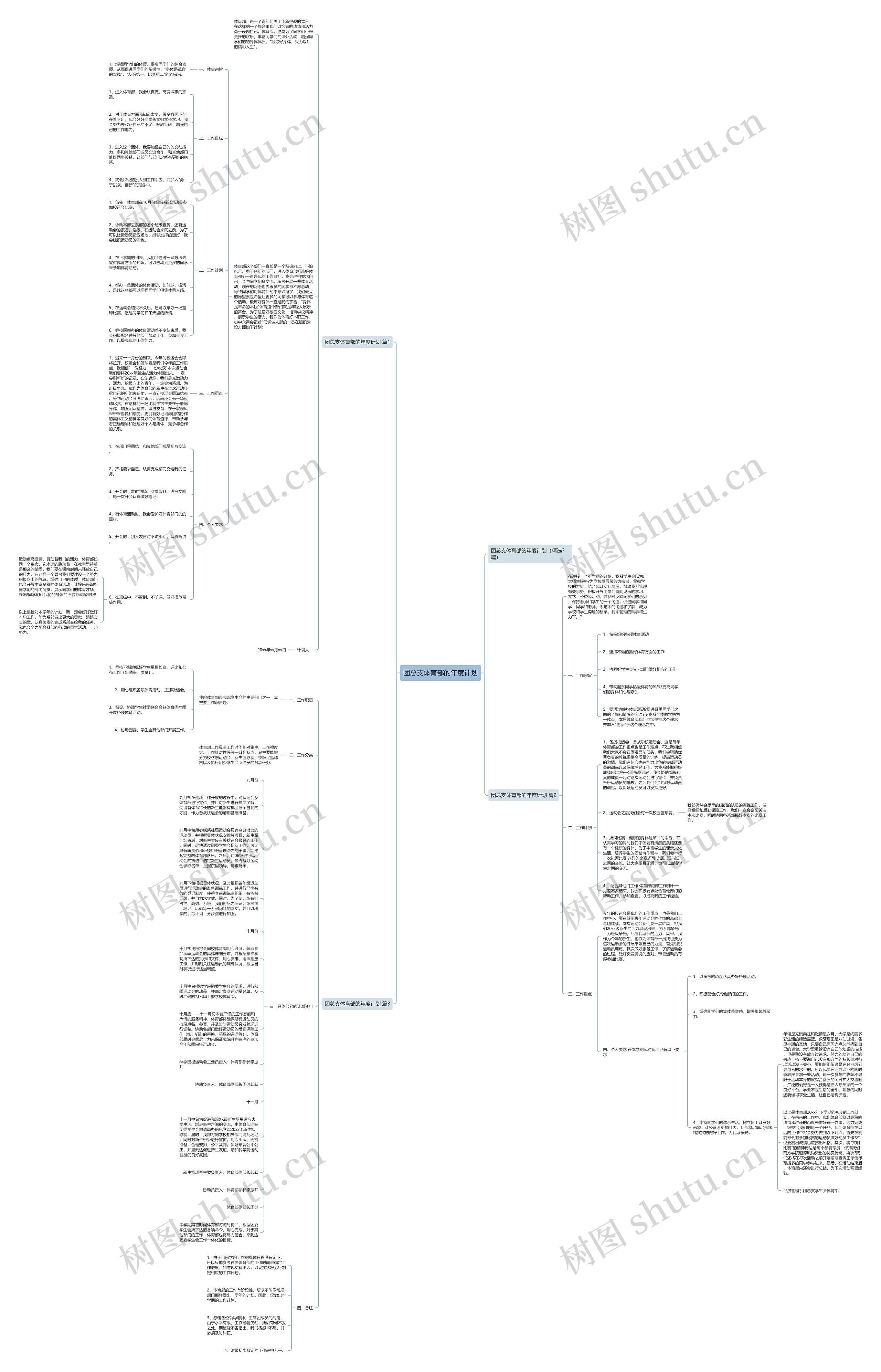 团总支体育部的年度计划思维导图