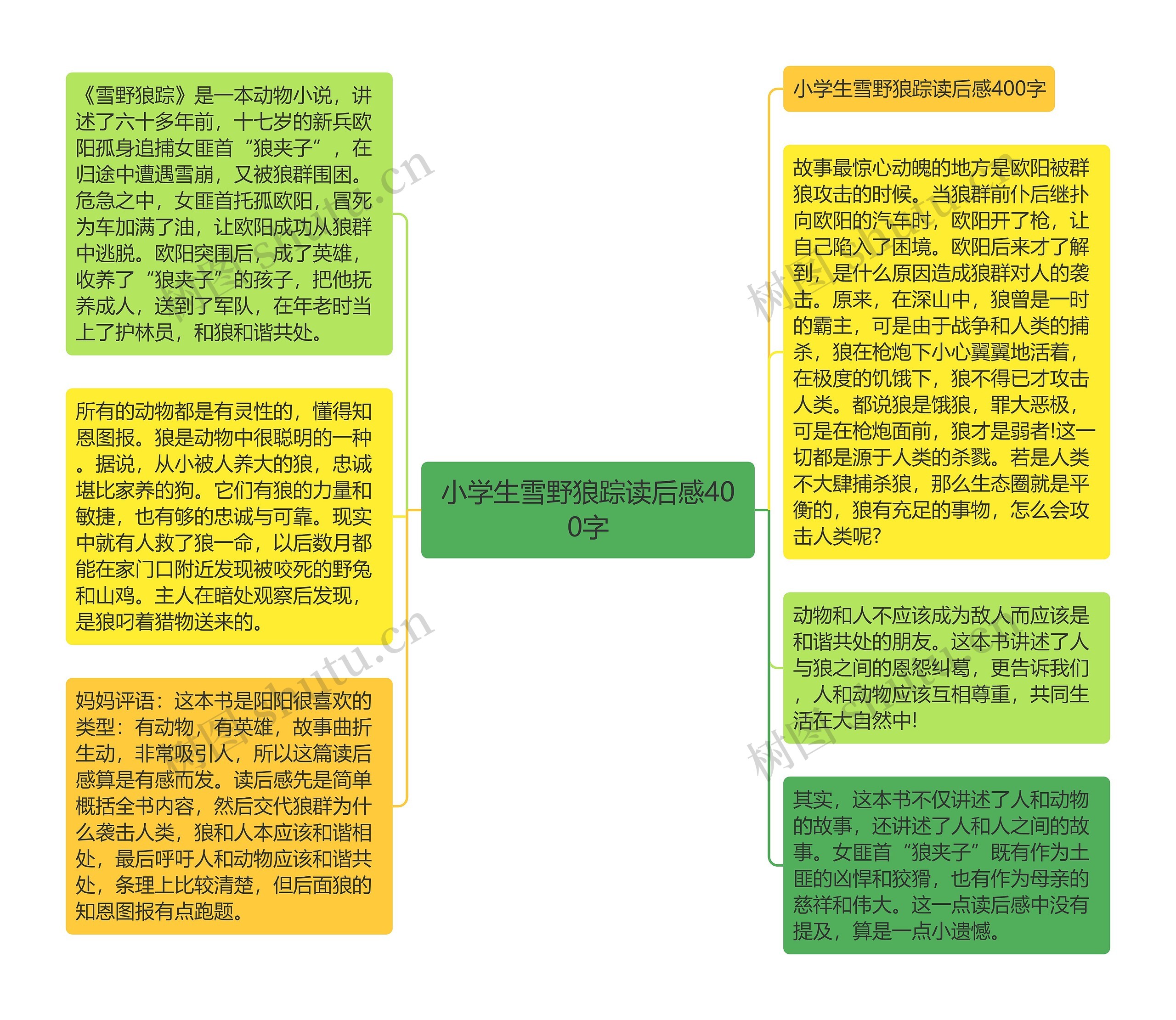 小学生雪野狼踪读后感400字思维导图