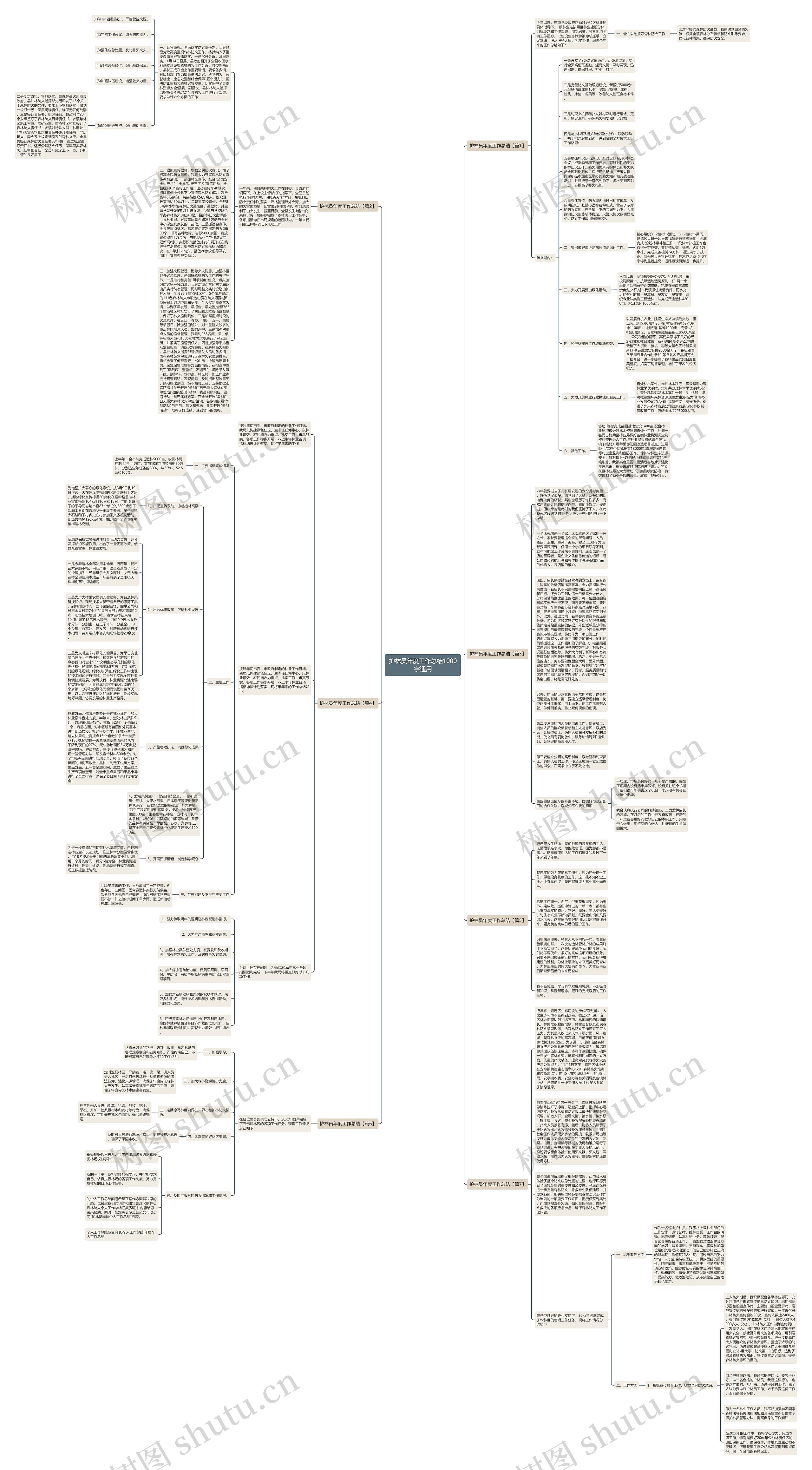 护林员年度工作总结1000字通用思维导图
