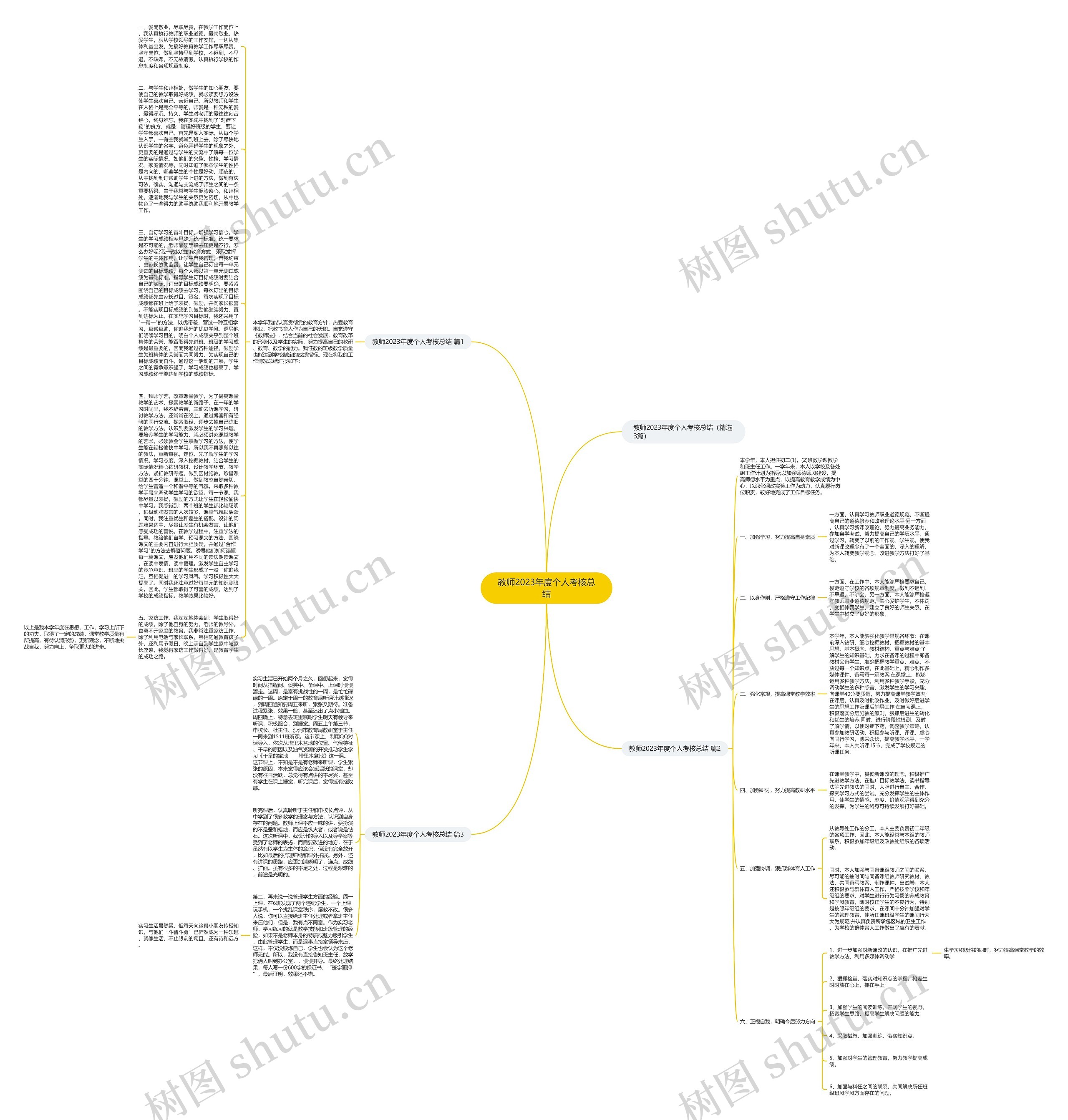 教师2023年度个人考核总结思维导图