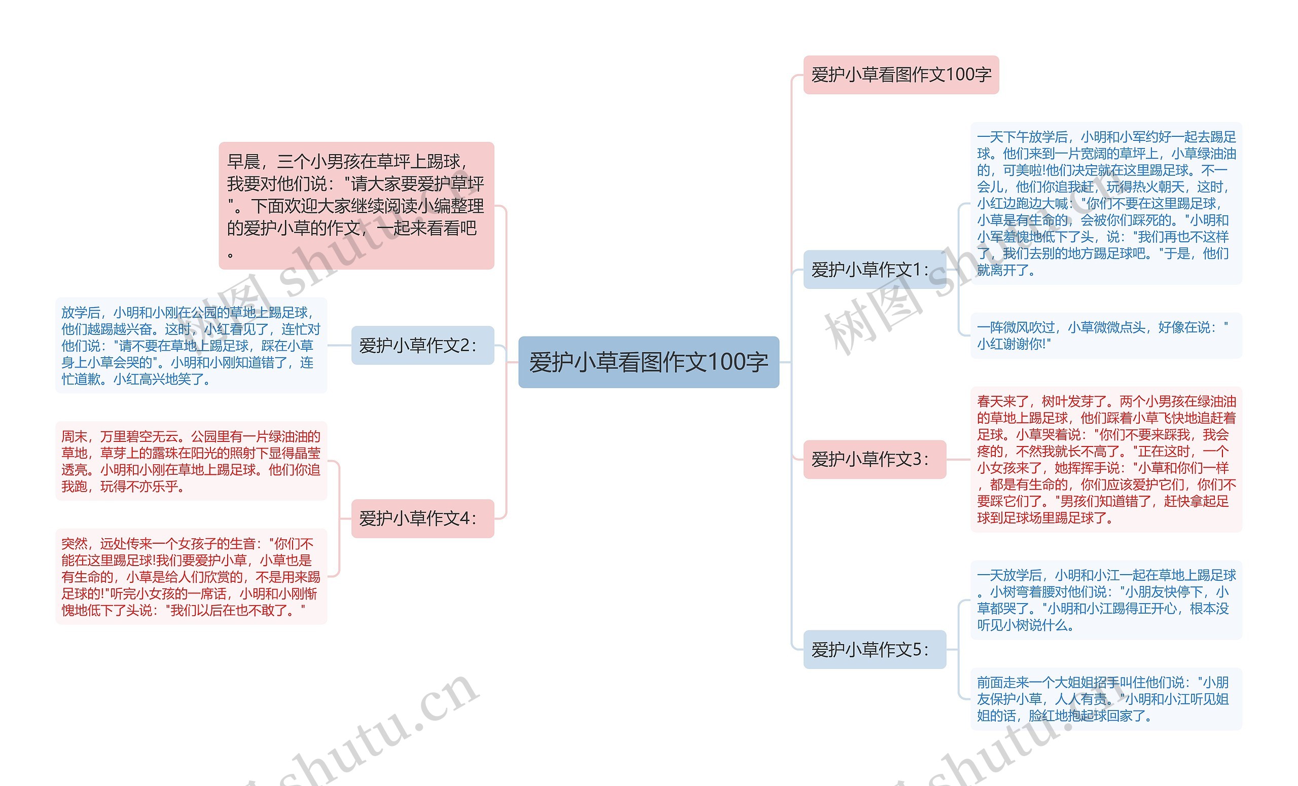 爱护小草看图作文100字思维导图