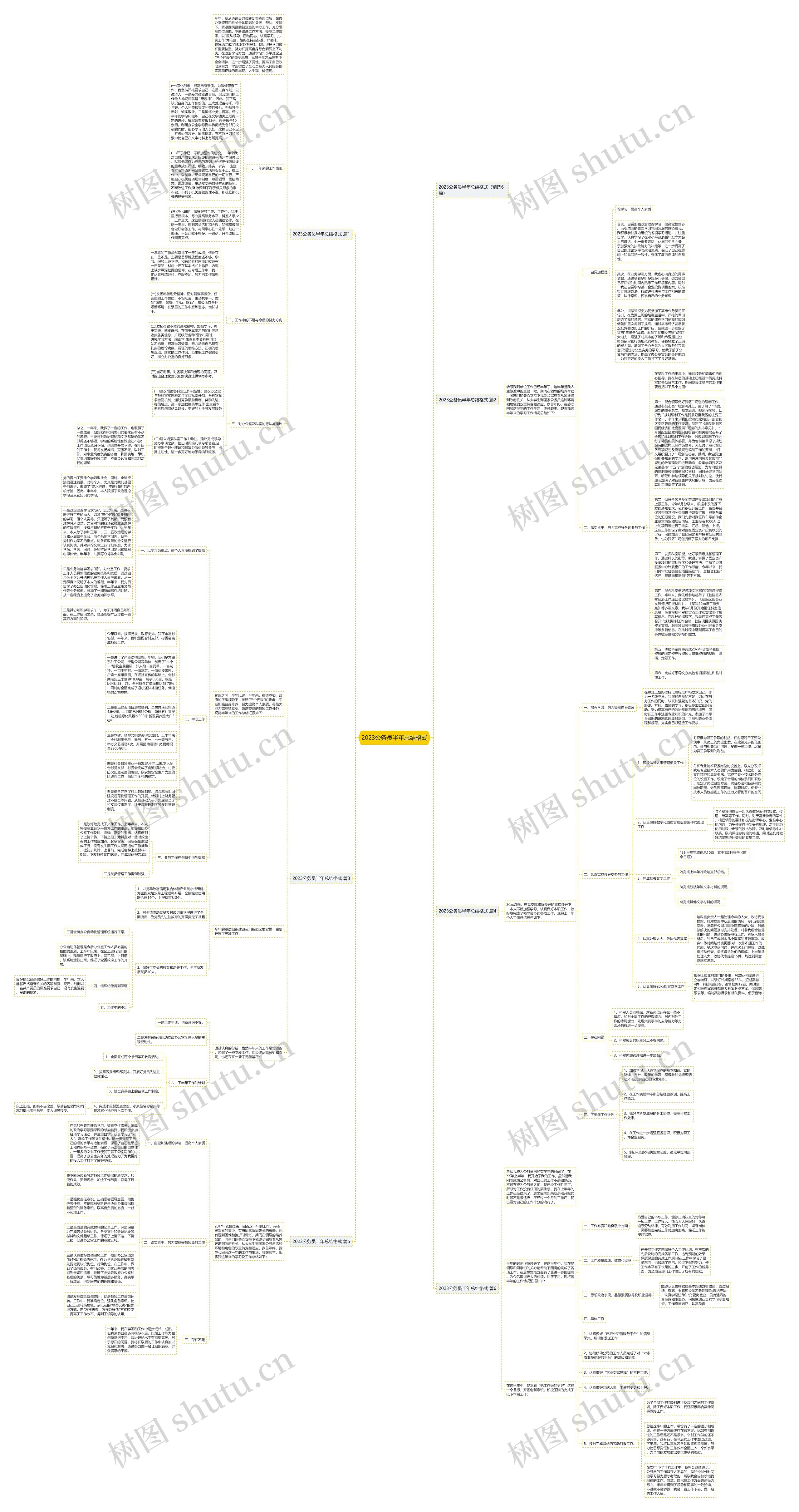 2023公务员半年总结格式思维导图