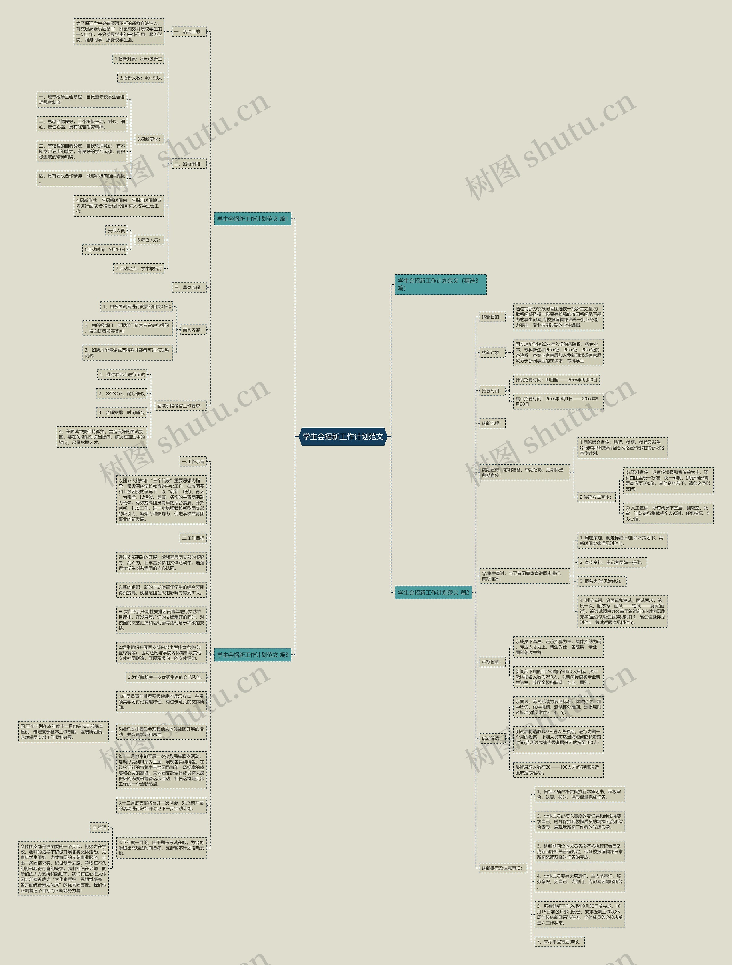 学生会招新工作计划范文思维导图