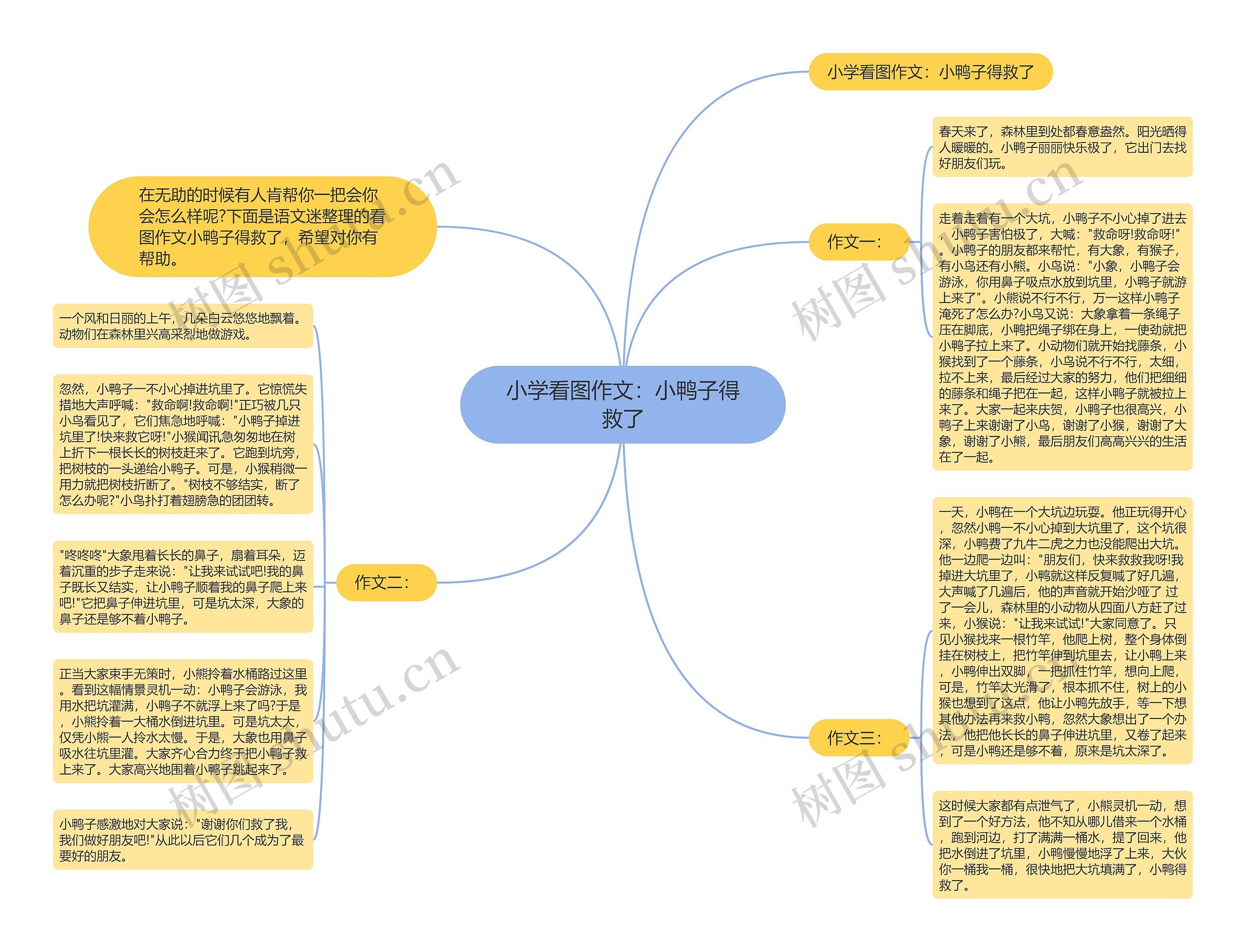 小学看图作文：小鸭子得救了