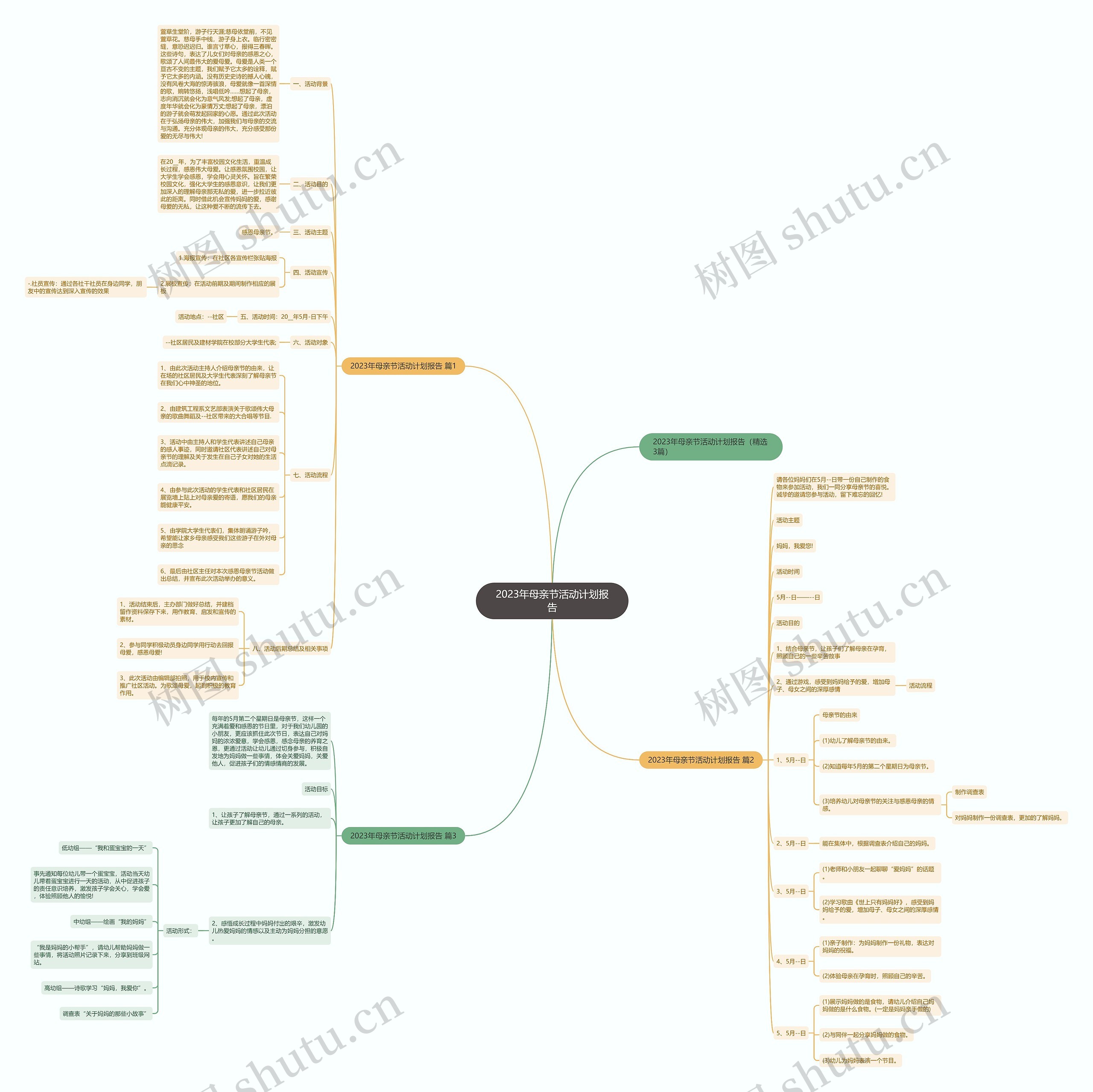 2023年母亲节活动计划报告思维导图