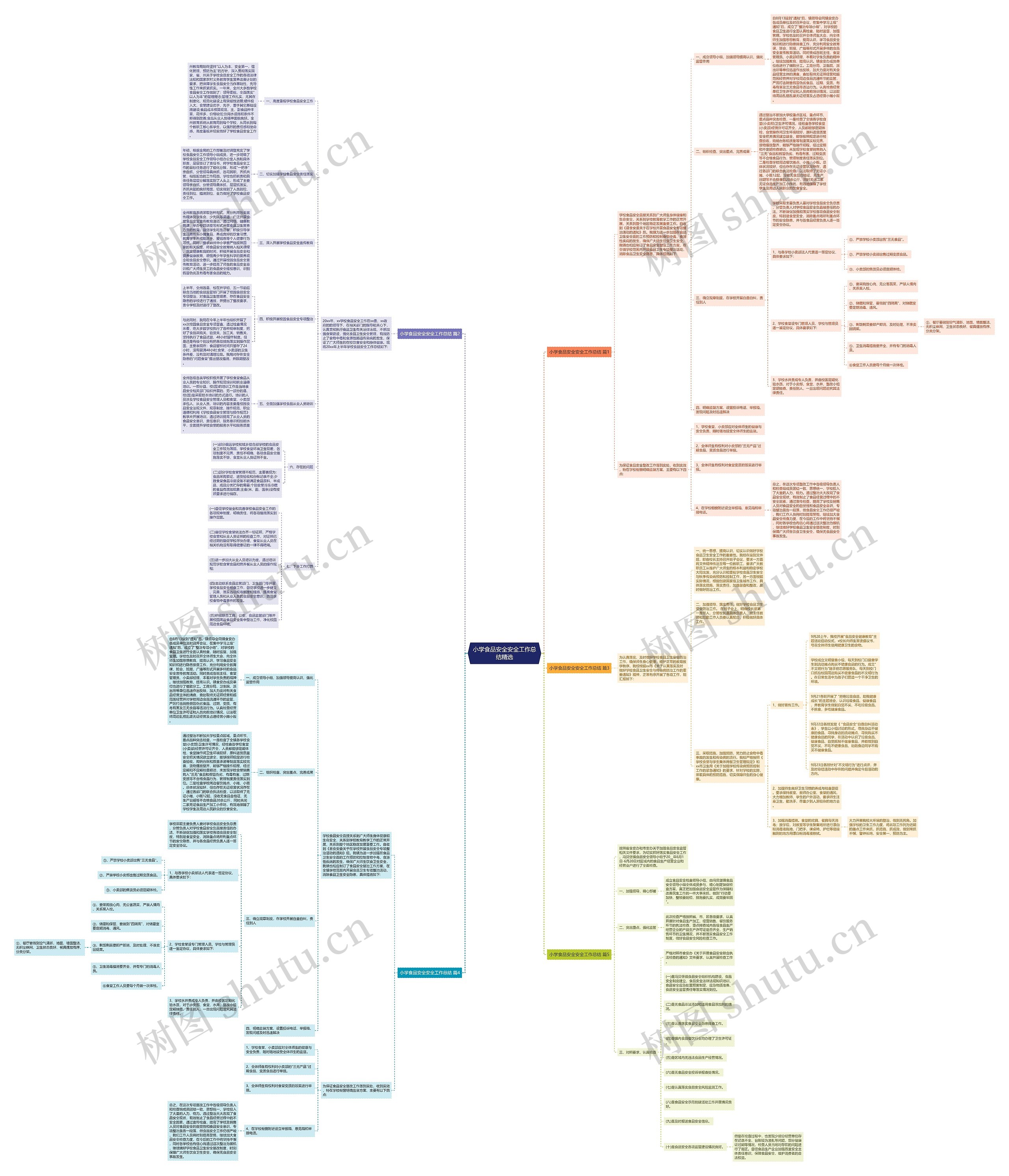 小学食品安全安全工作总结精选思维导图