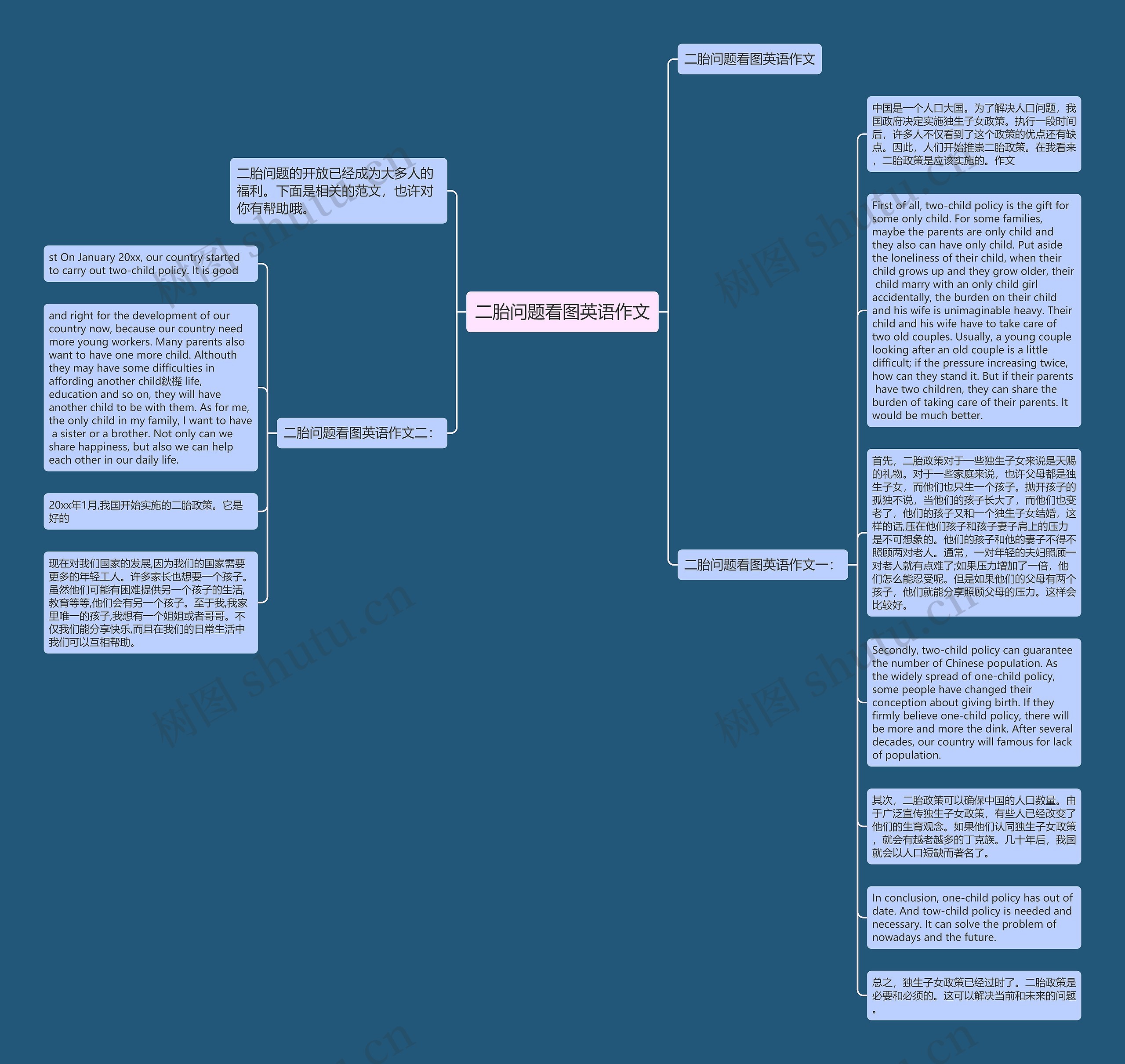二胎问题看图英语作文思维导图