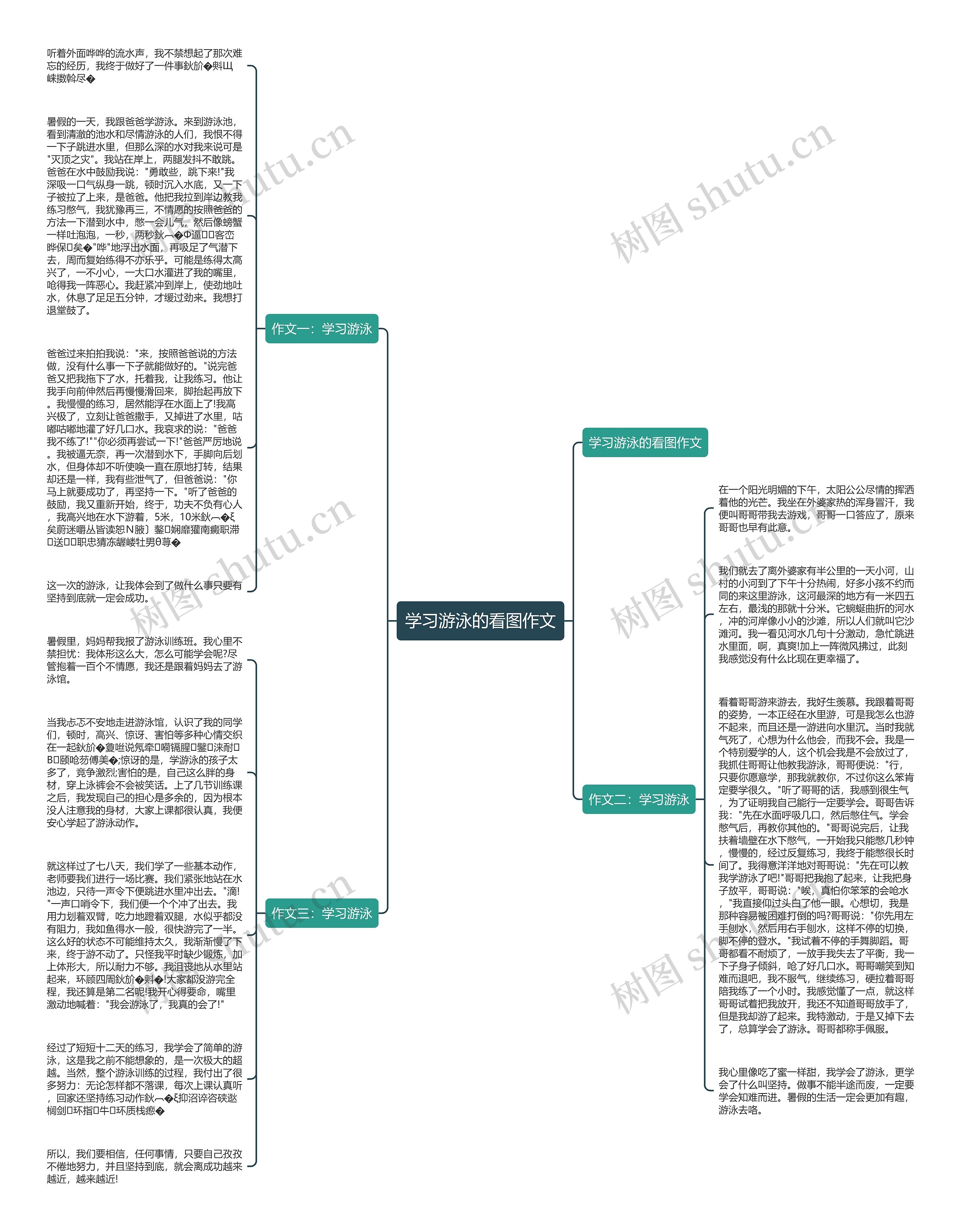 学习游泳的看图作文思维导图