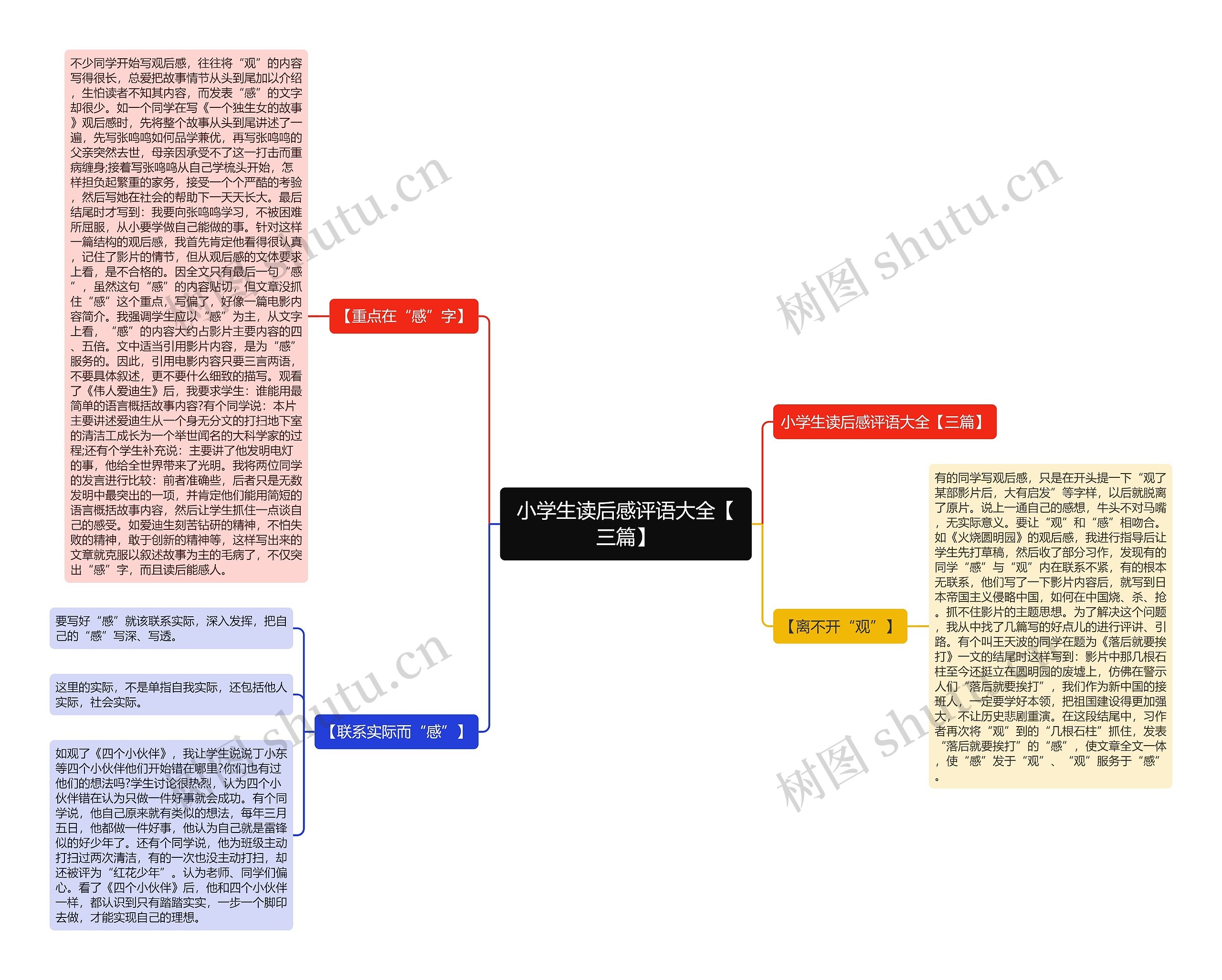 小学生读后感评语大全【三篇】思维导图