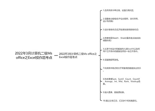 2022年3月计算机二级Ms office之Excel操作题考点